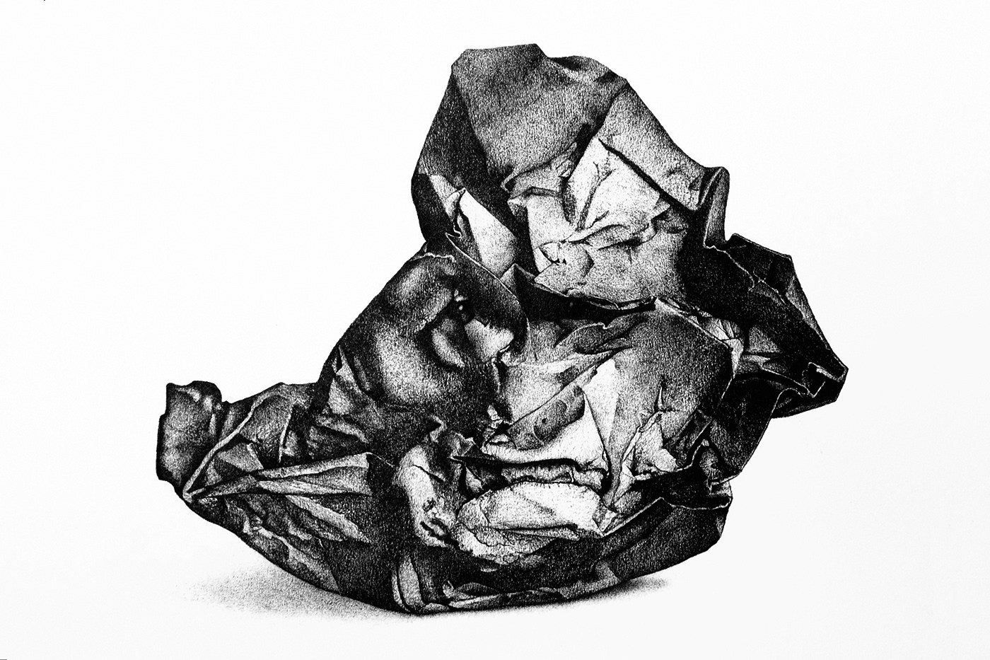 Face 4. Graphite on paper, 30 x 40 cm.