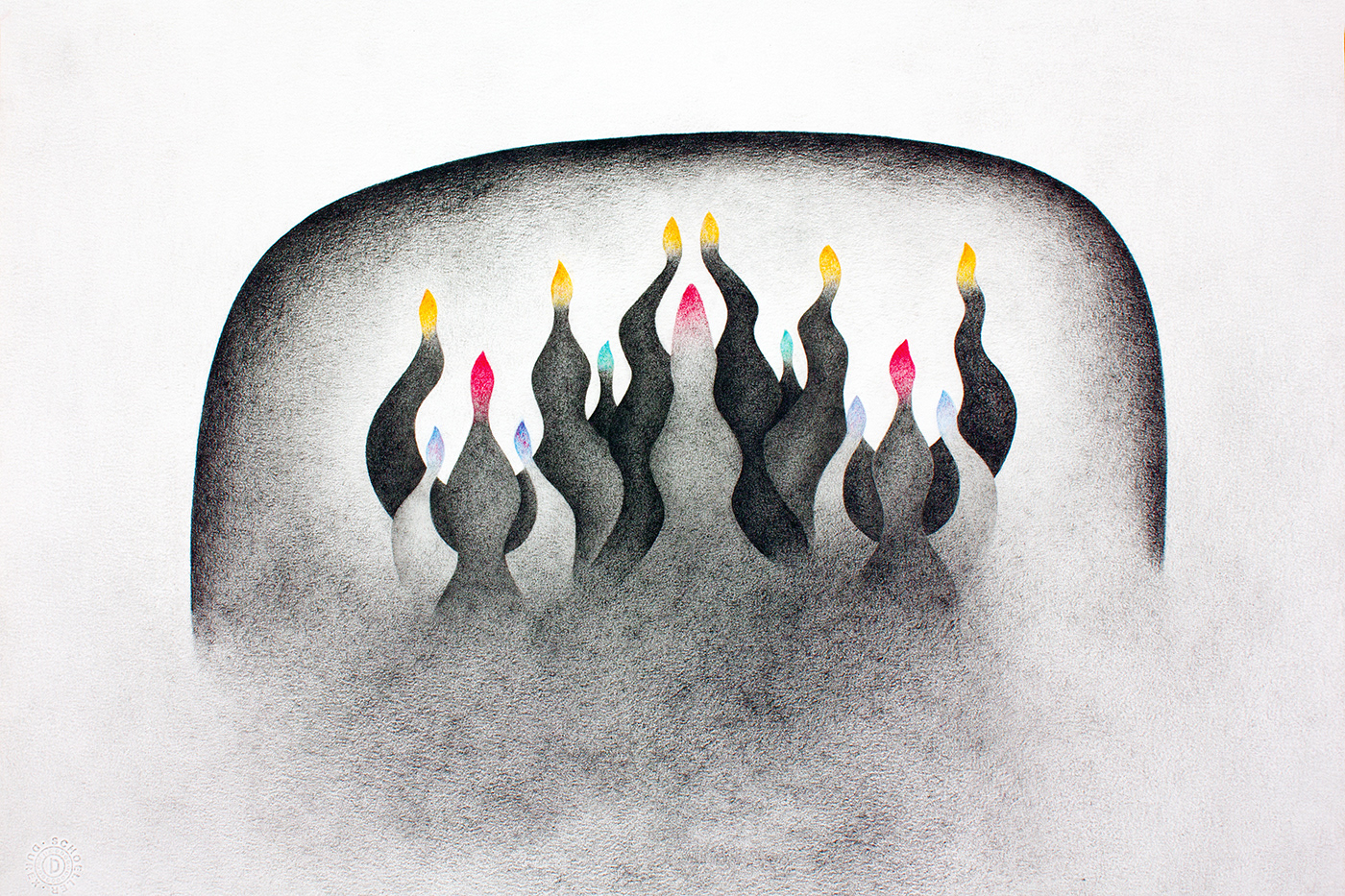 Heather 2, graphite and coloured pencil on paper, 35 x 50 cm.