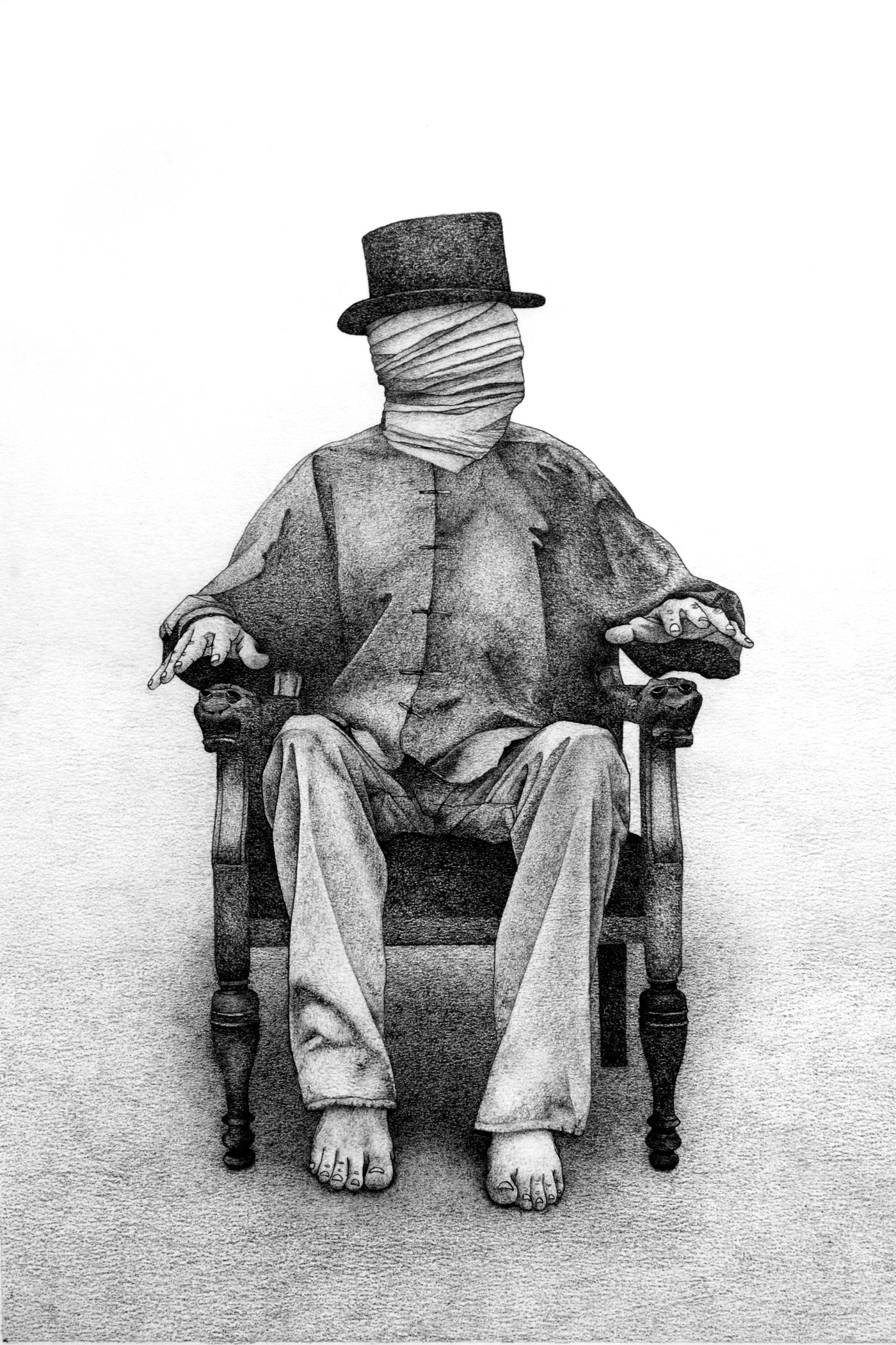 This is the Ghost of James Lee Byars Calling 2. Graphite on paper, 40 x 30 cm.