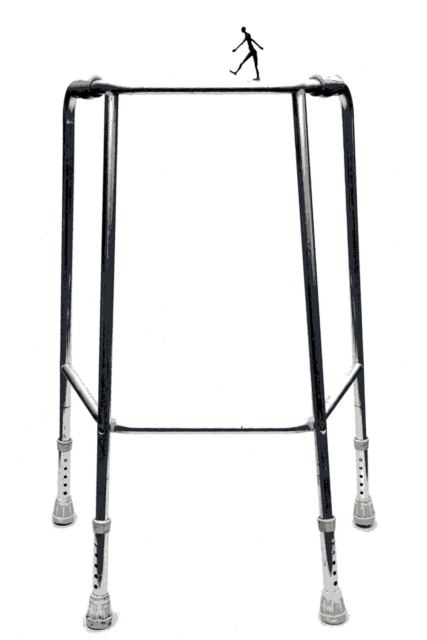 Walker. Aluminium and bronze, 95 x 65 x 45 cm.