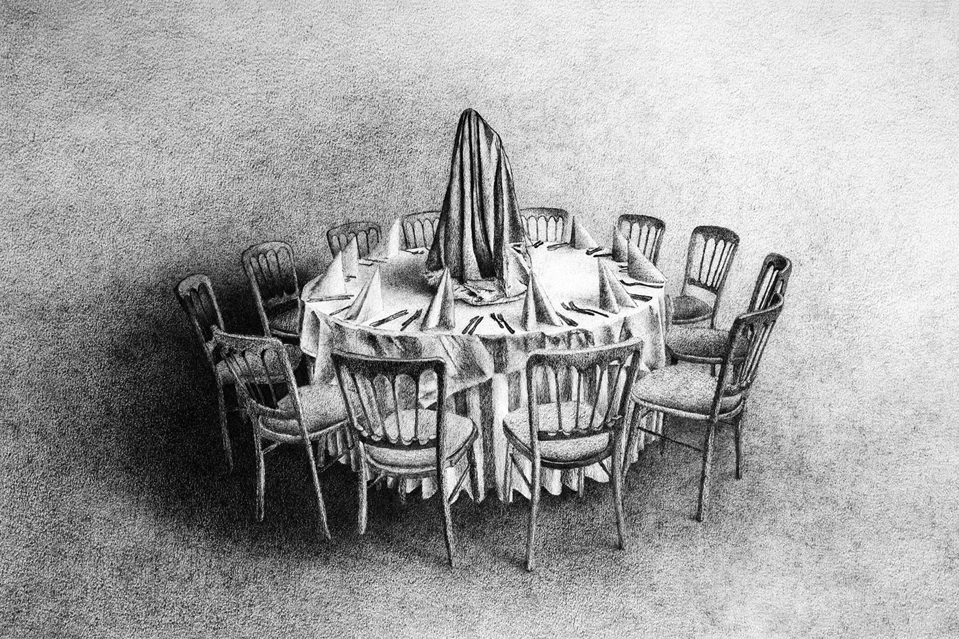 Before the Feast 4. Graphite on paper, 30 x 40 cm.