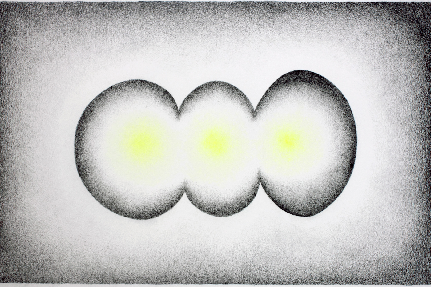 Sun 2. Graphite and coloured pencil on paper, 30 x 40 cm.