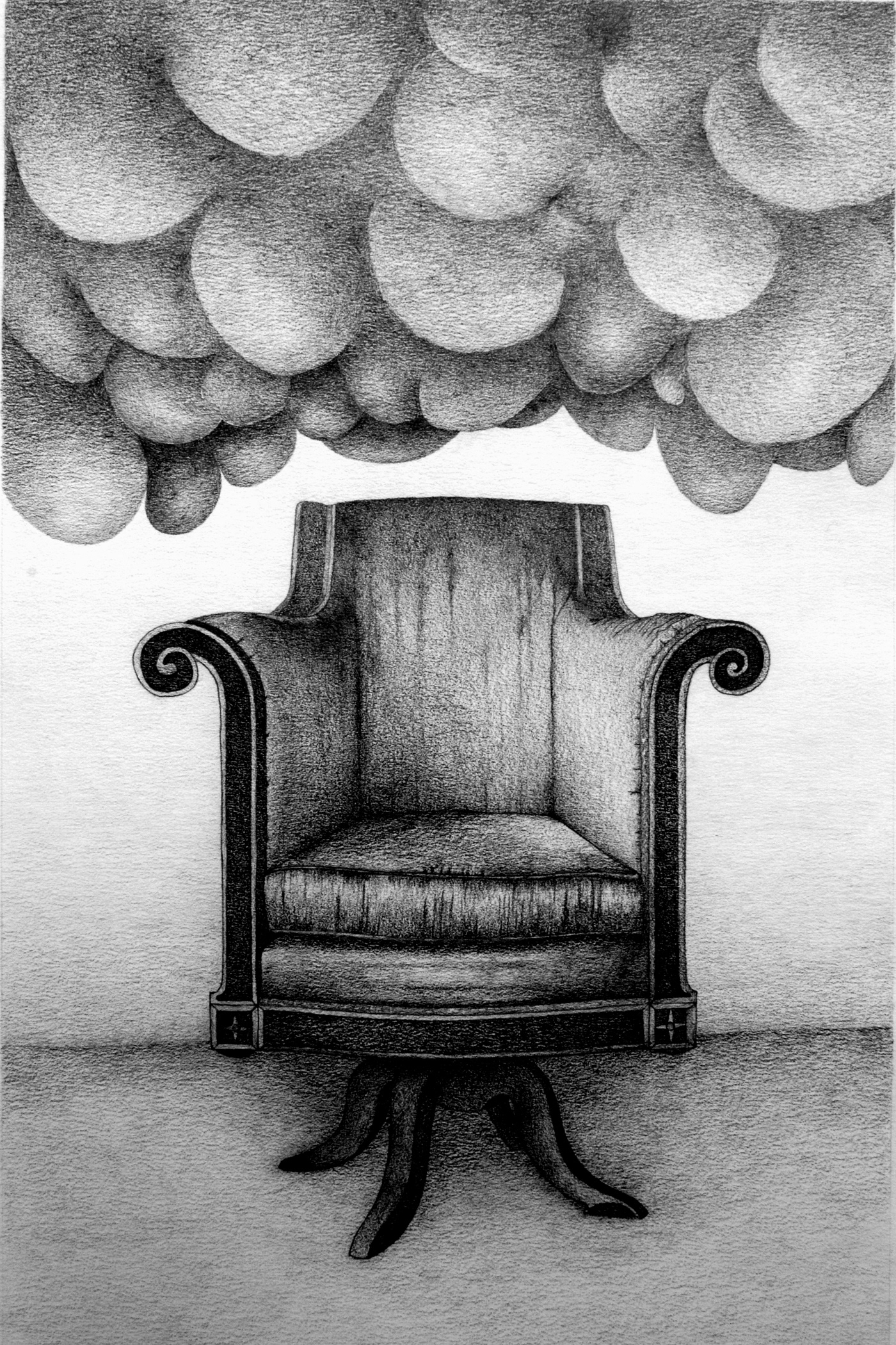 The Philosophical Chair. Graphite on paper, 40 x 30 cm.