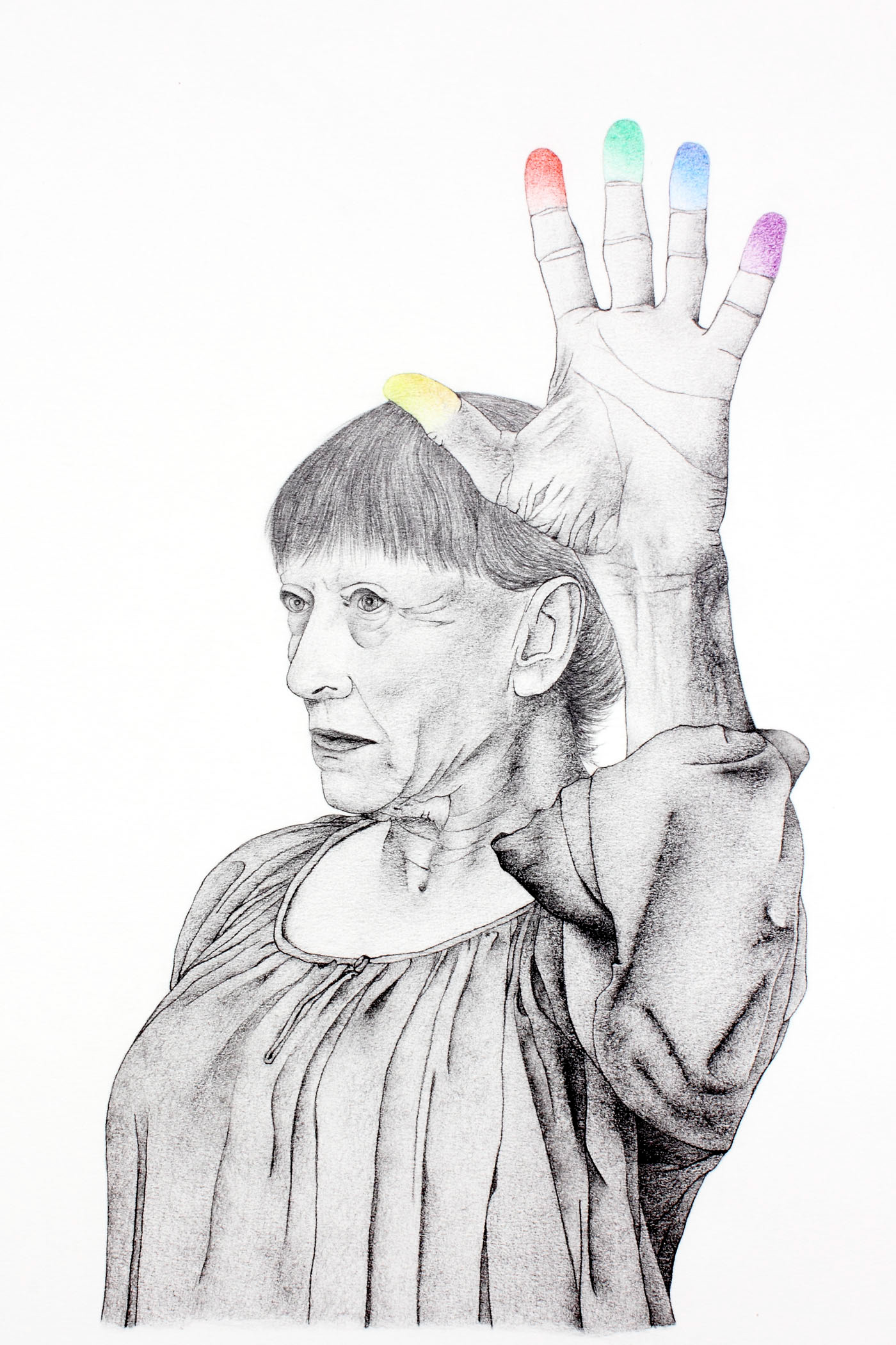 Into Colours 5. Graphite and coloured pencil on paper, 40 x 30 cm.