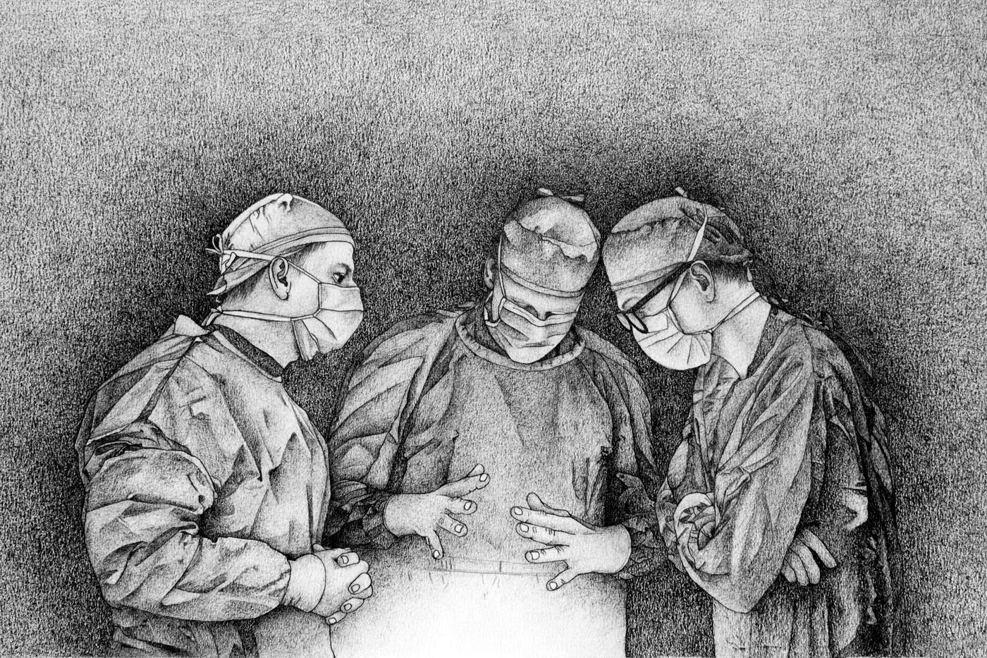 Healers 3. Graphite on paper, 30 x 40 cm.