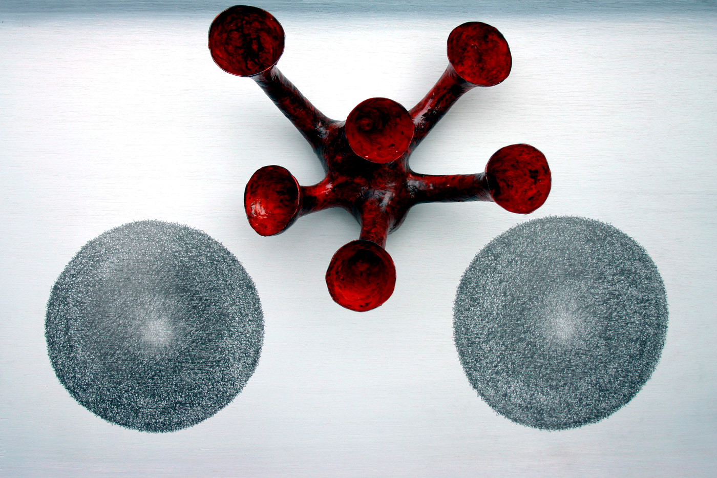 Getaway 3. Polyester, wood and graphite, 60 x 90 x 30 cm.