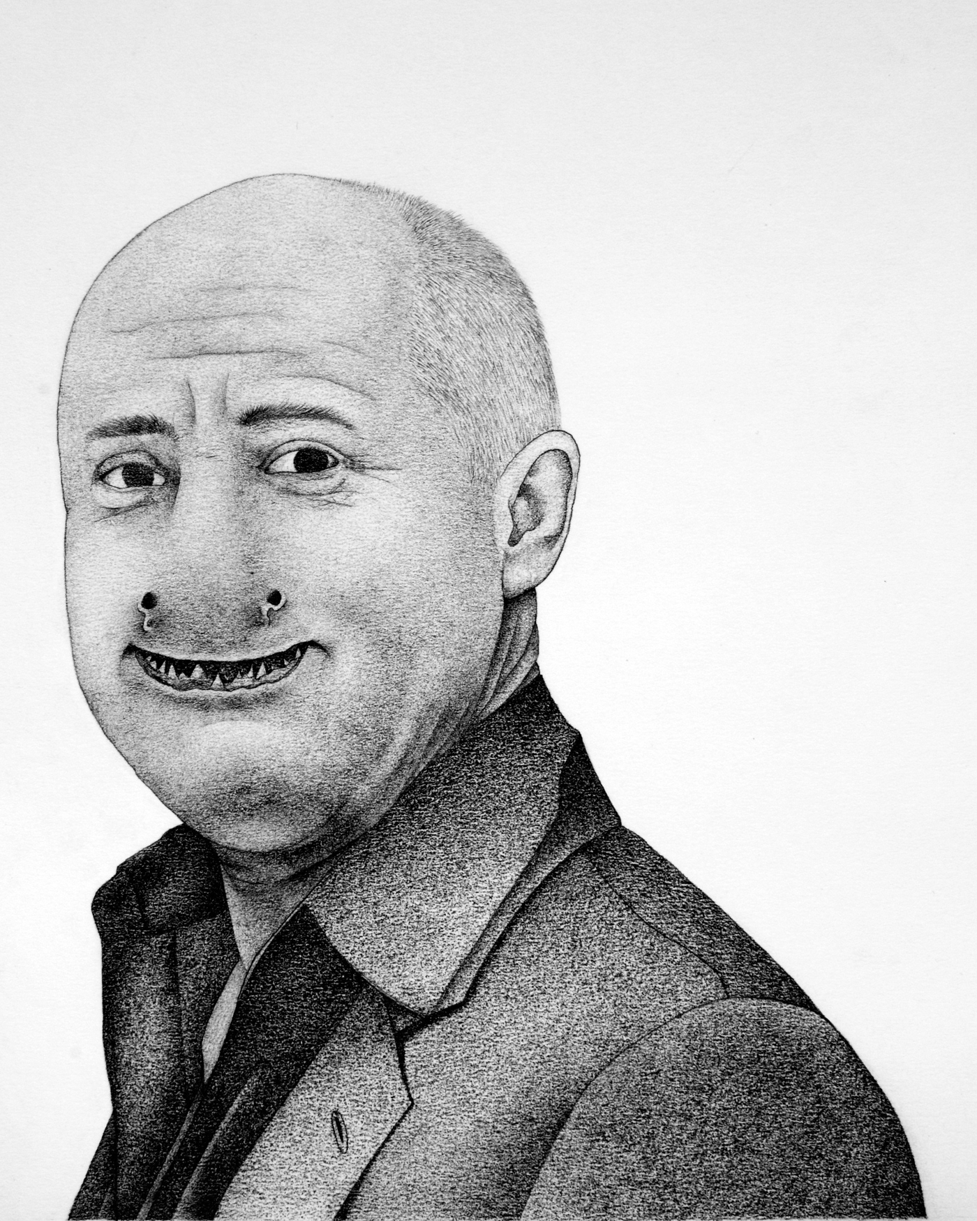 Demon Hirst. Graphite on paper, 35 x 30 cm.