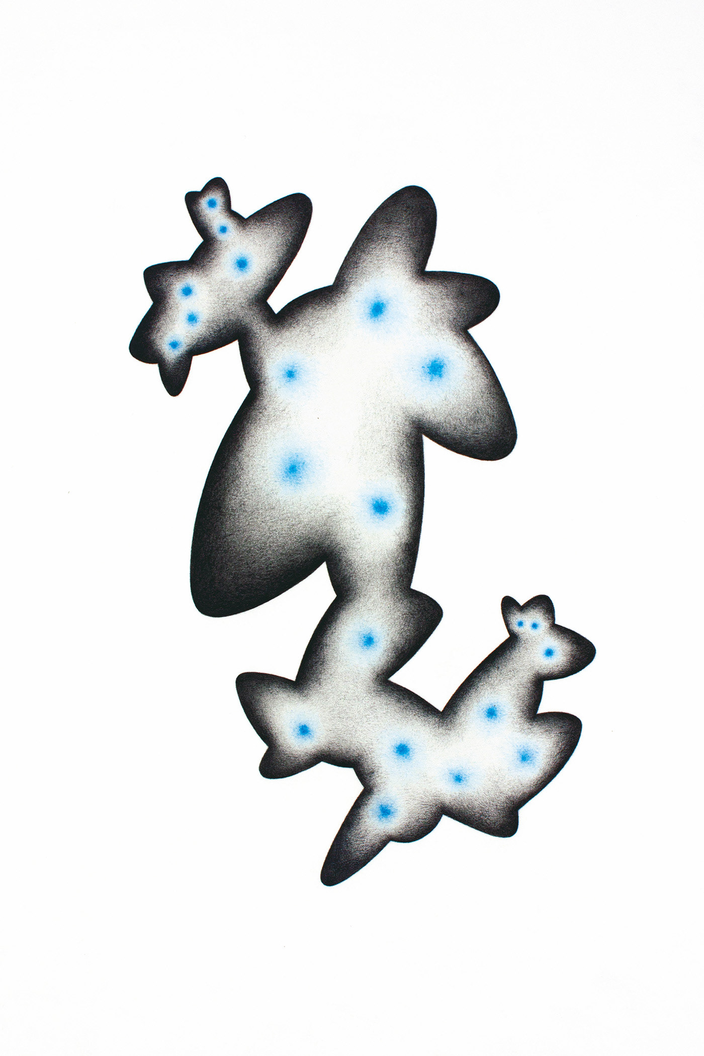 Blue Moon 6. Graphite and coloured pencil on paper, 35 x 25 cm.