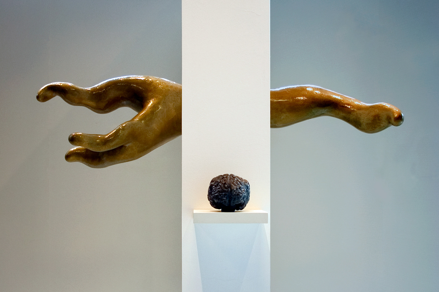 Critical Mass, wall, lead and polyester, 75 x 45 x 150 cm.