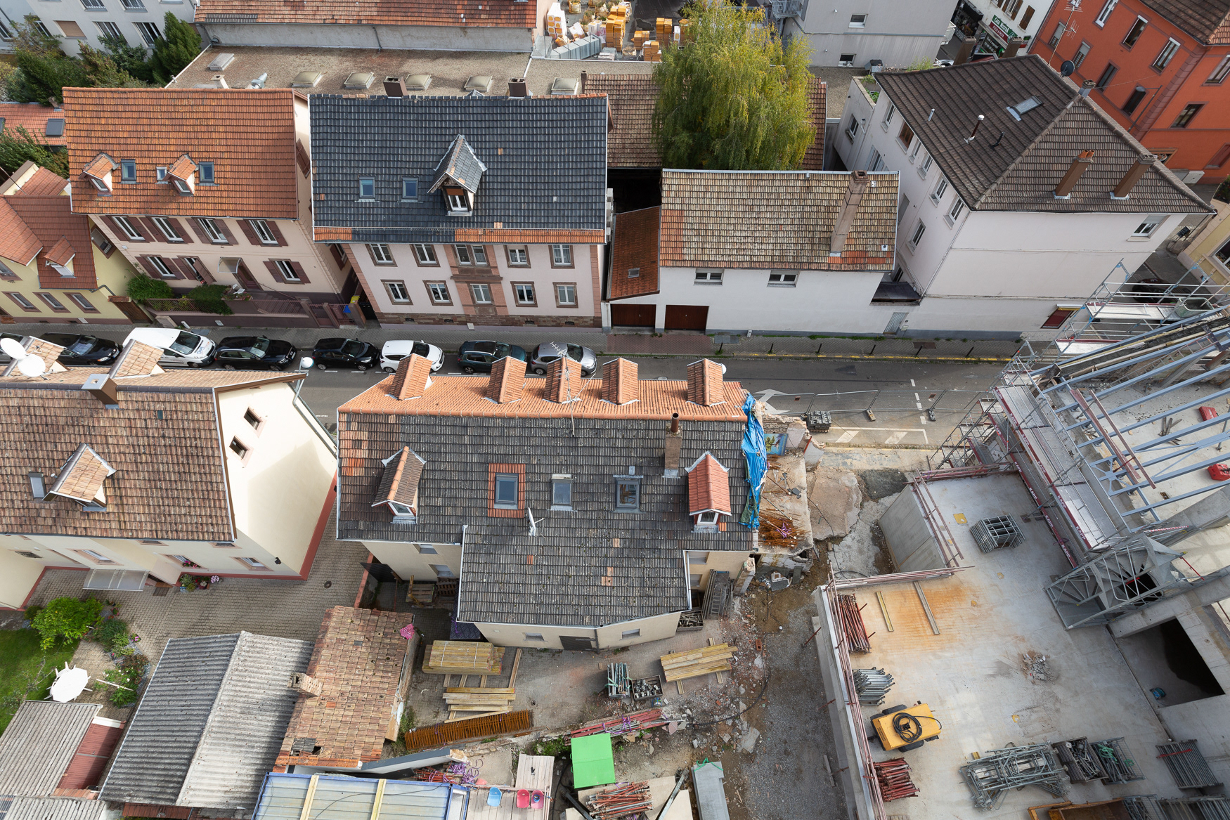 Rue de la tuilerie (vue aérienne grue) - 12 octobre 2022