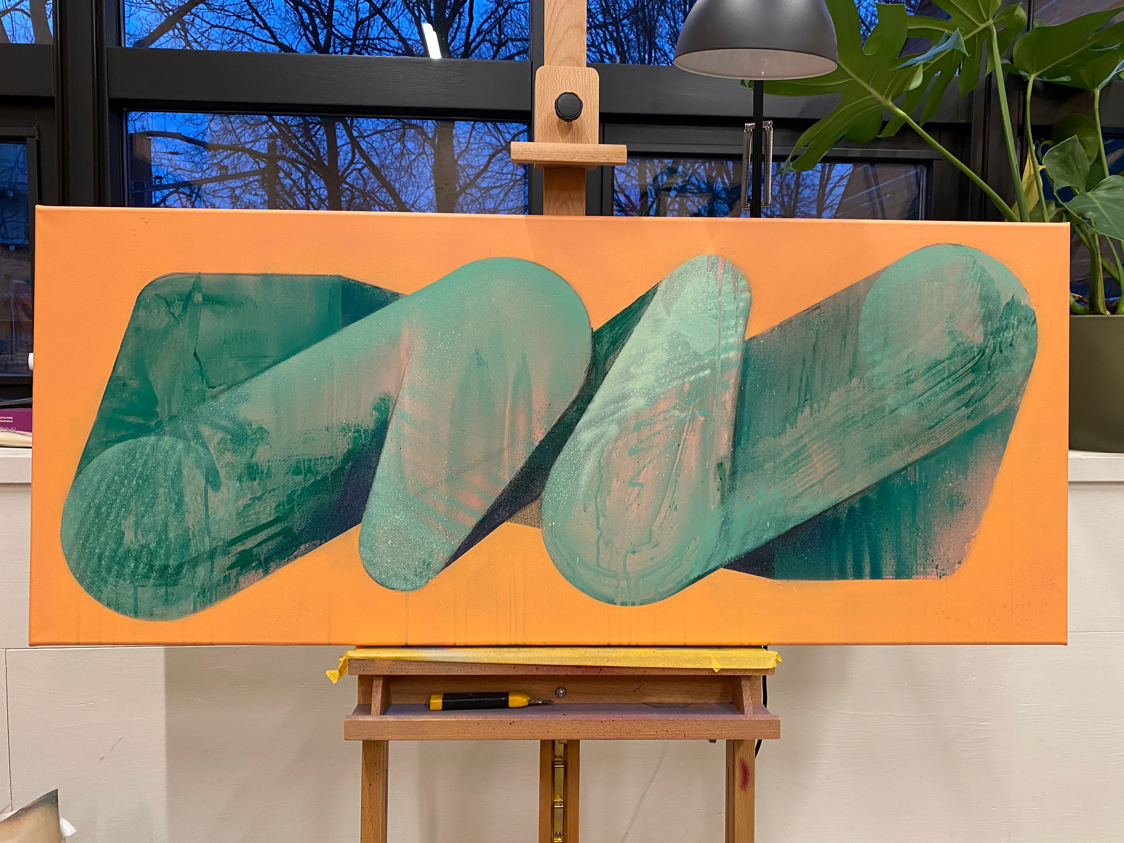 Green-schrimpComp. Mixed media on canvas 90x40cm Tobias Becker Hoff 2023©