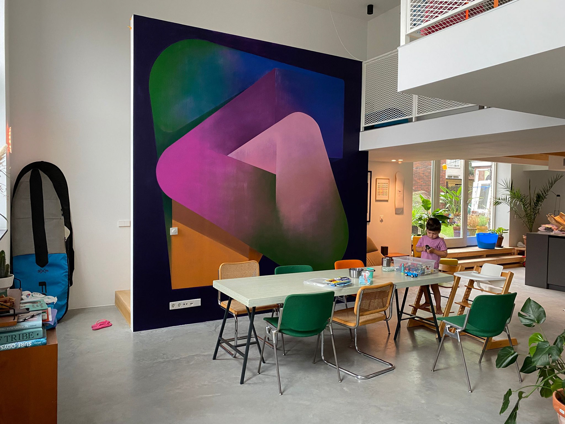 Interior painting. Mixed media on wall 3,5x3,5 meter, The Hague. Tobias Becker Hoff 2023©