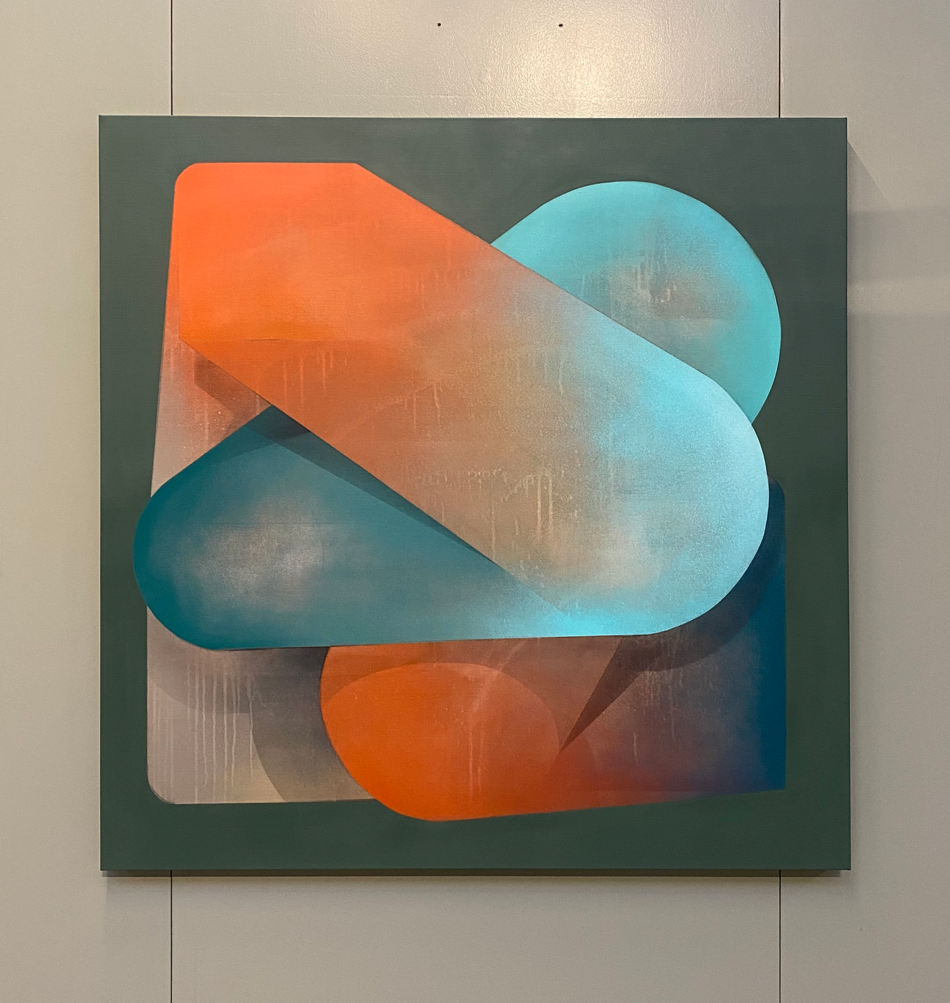 Abstract 2407. Mixed media on canvas, 120x120 cm. At the "Waterfront Tsunami" Exhibition in Zoetermeer. Tobias Becker Hoff 2024©