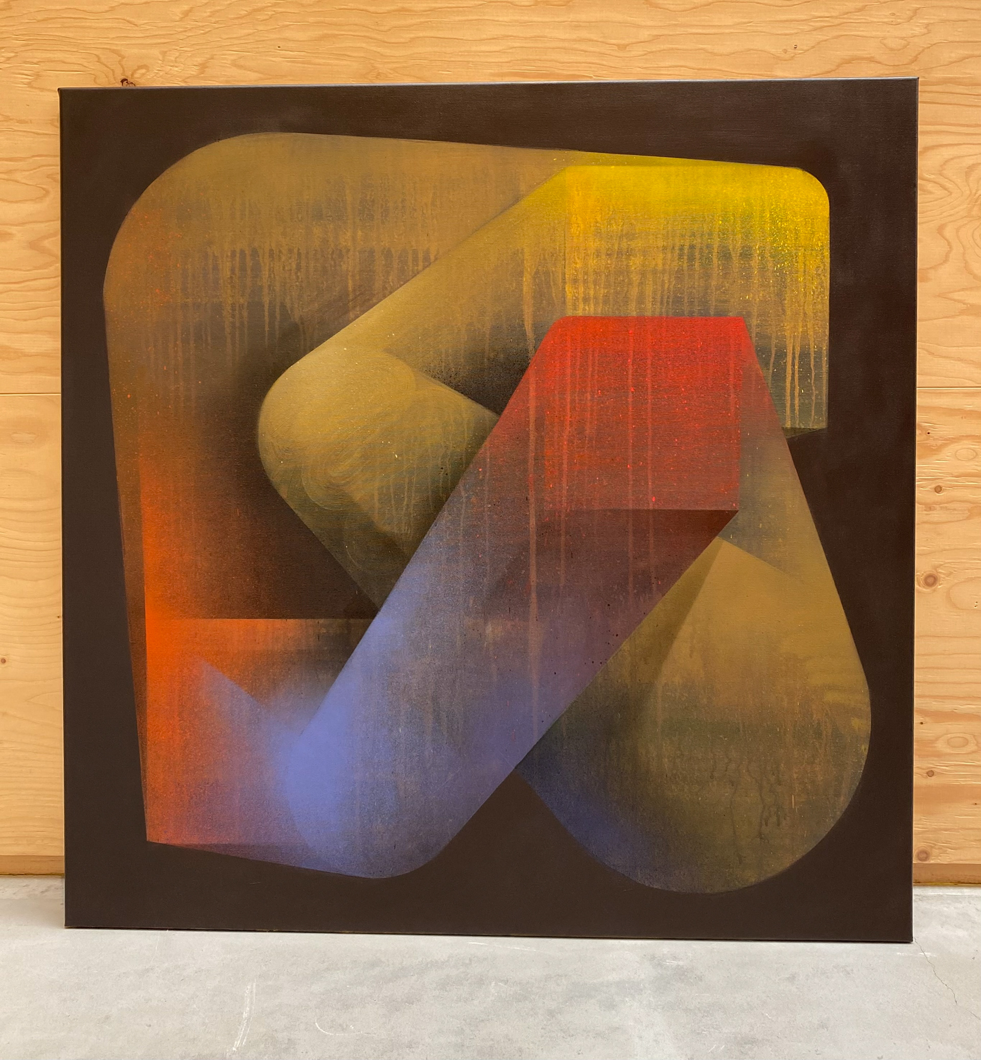 SlainComp. Spray paint on canvas, 100x100cm. Tobias Becker Hoff 2023©