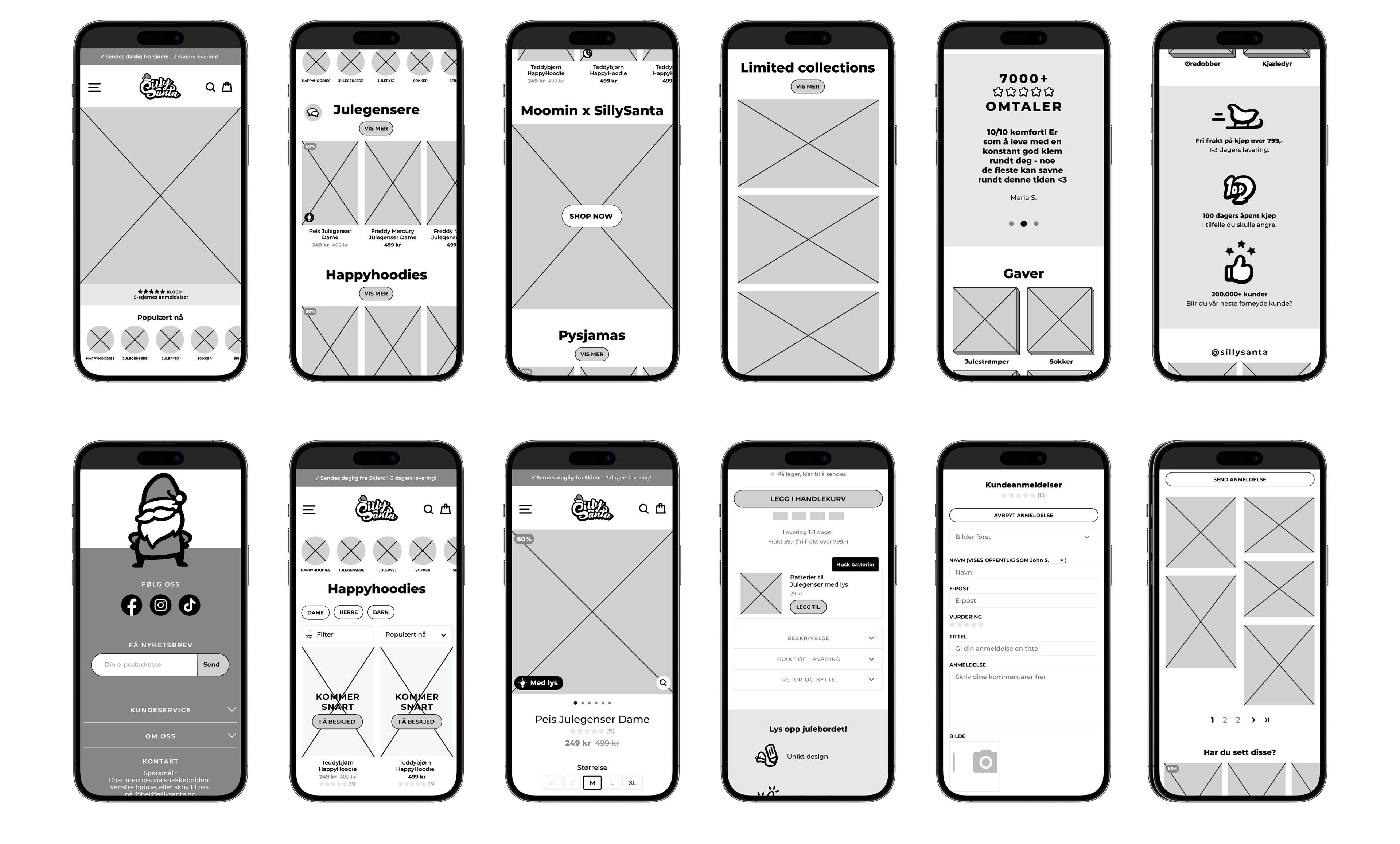 Mockups av mobilskjermer