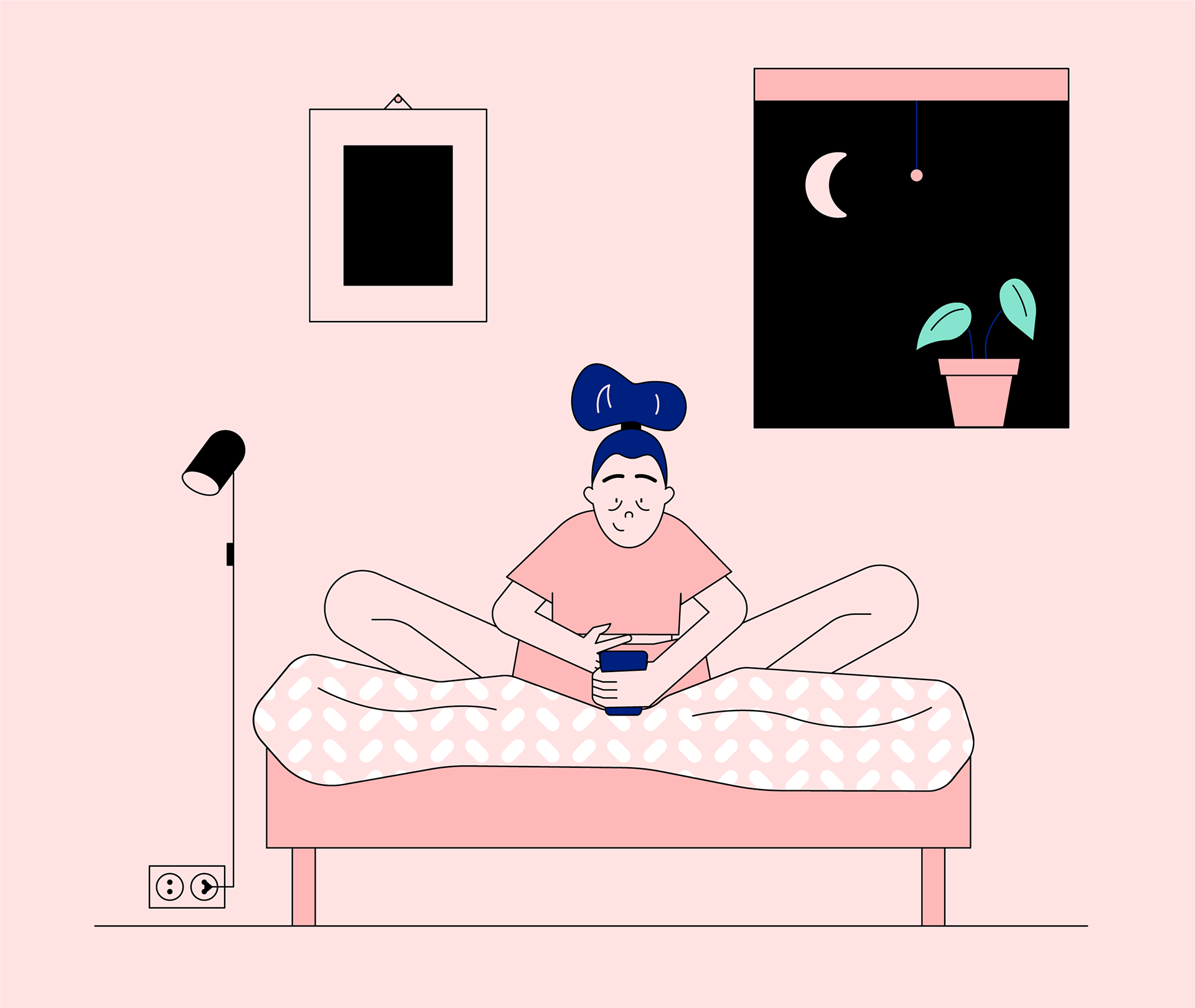 Illustrasjon av jente med mobil