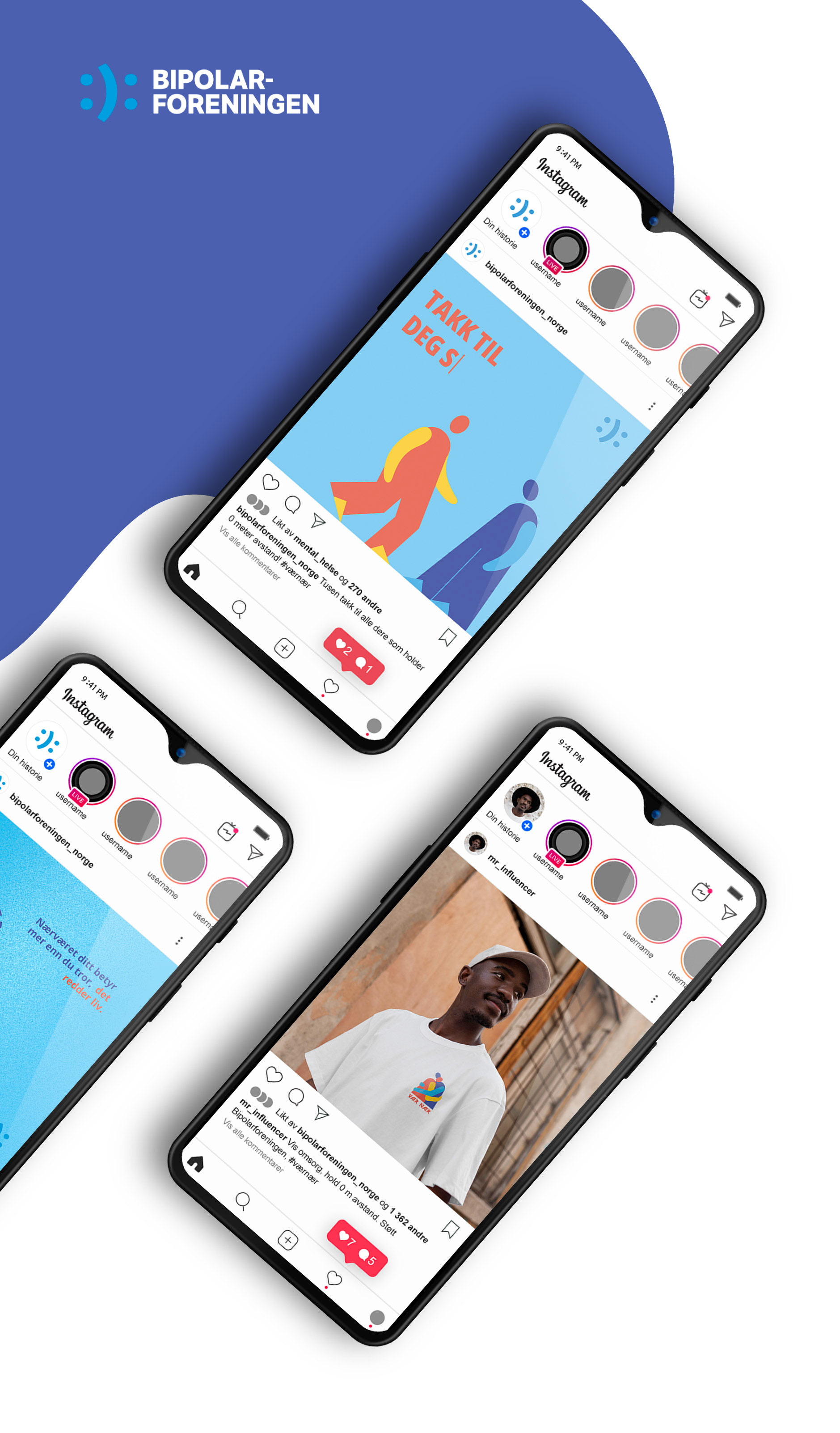 Mockup av mobil med kampanjebilder