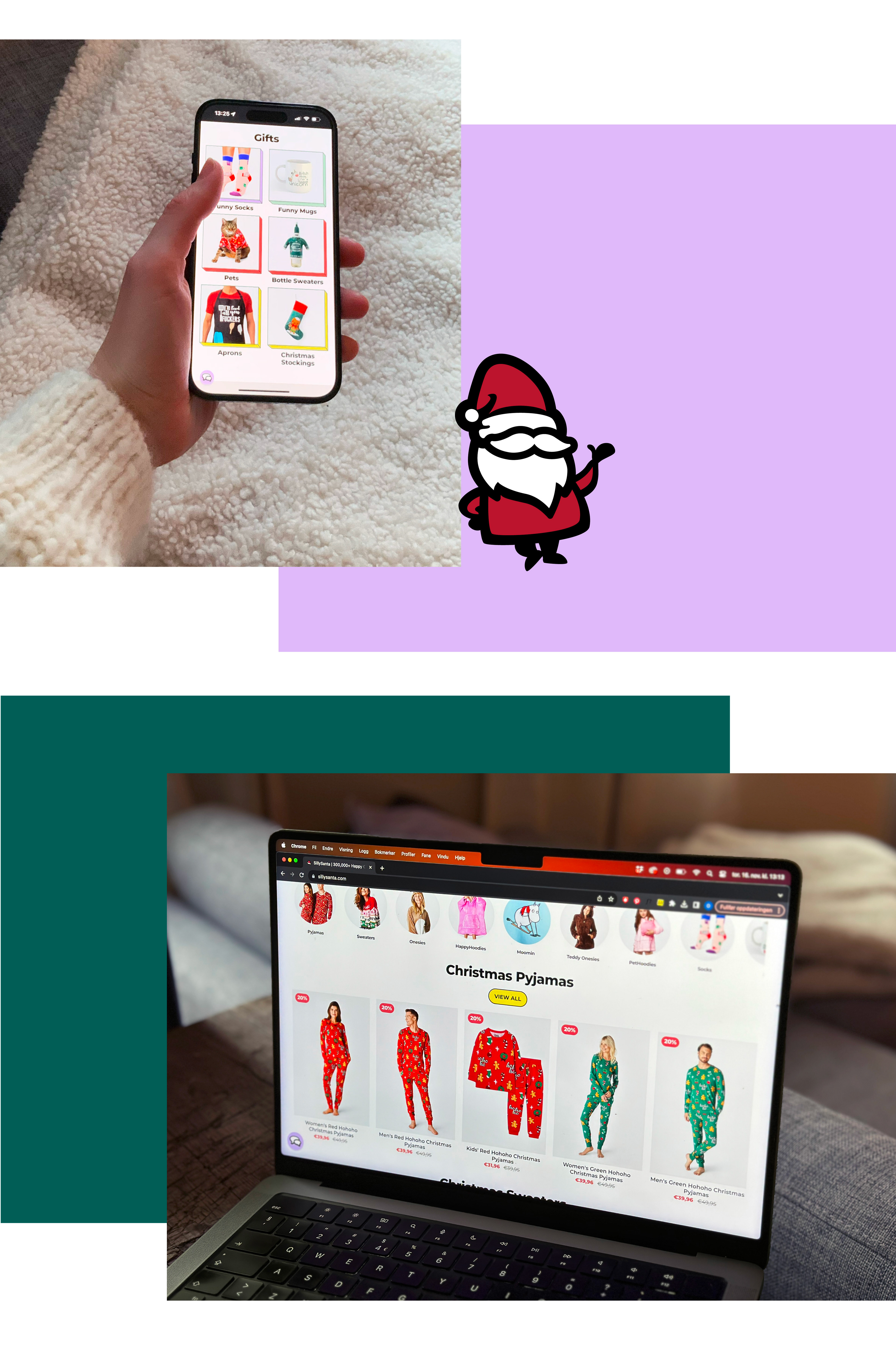 sillysanta.no vist på mobil og desktop