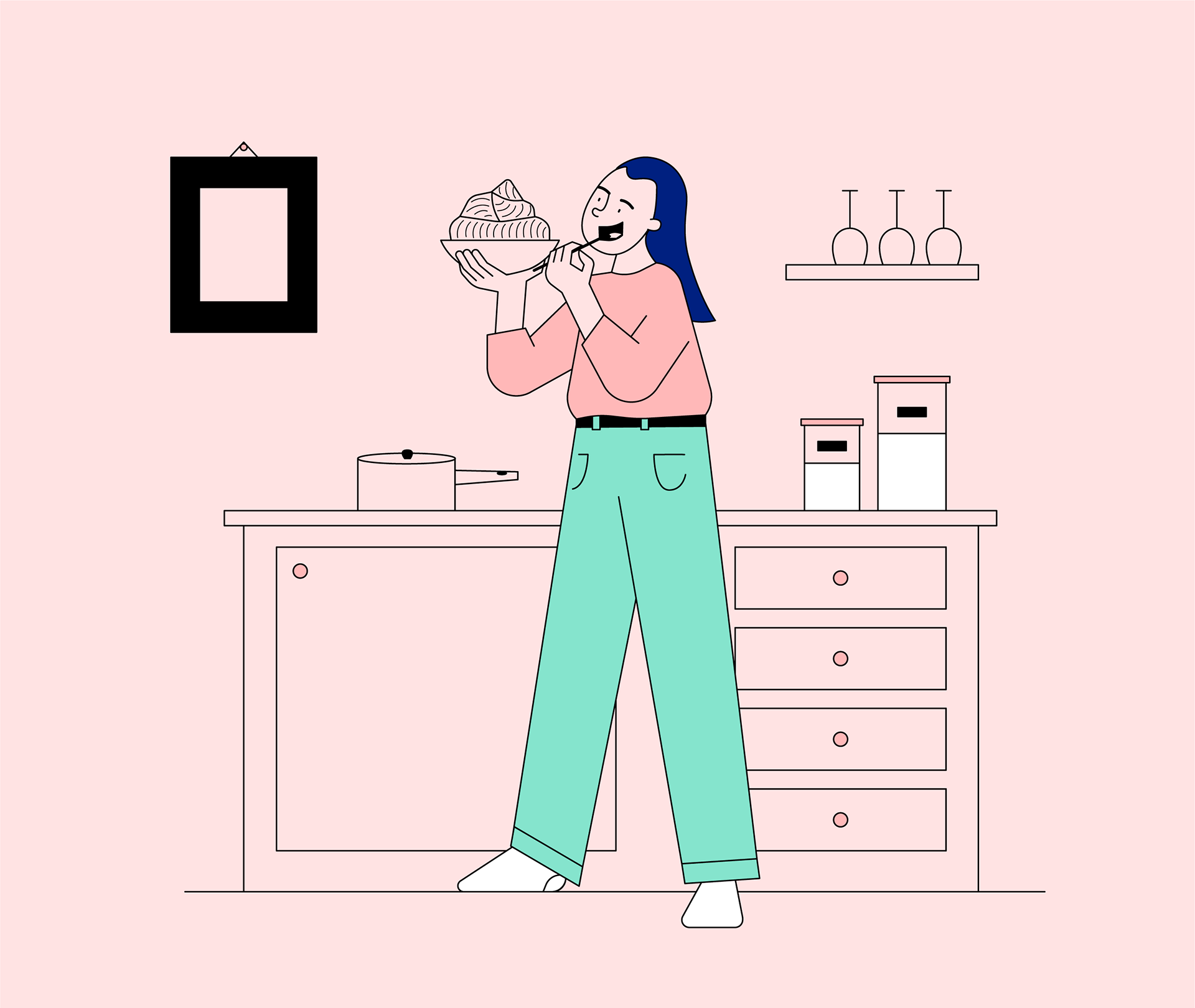 Illustrasjon av jente som spiser