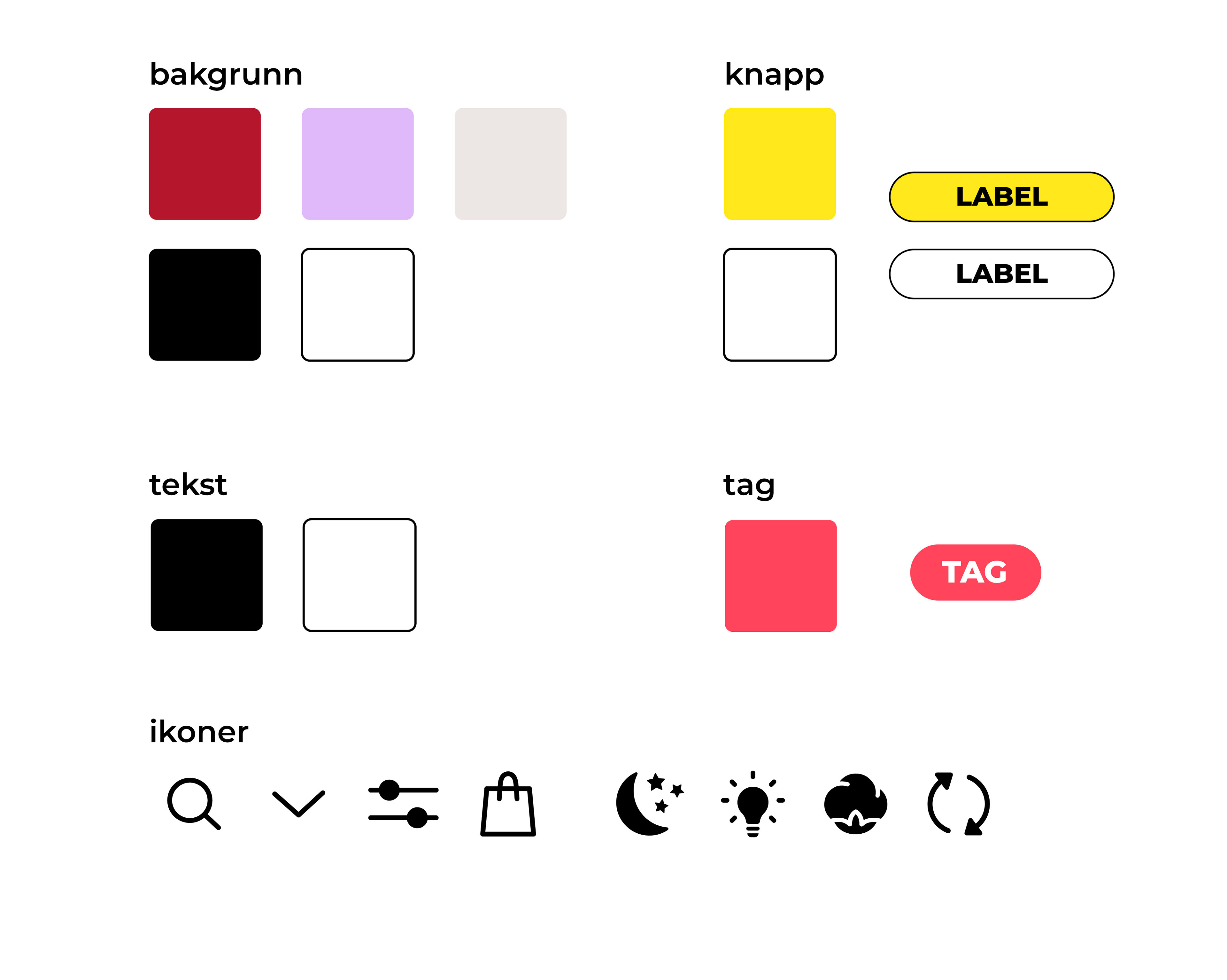 Designsystem med farger og ikoner