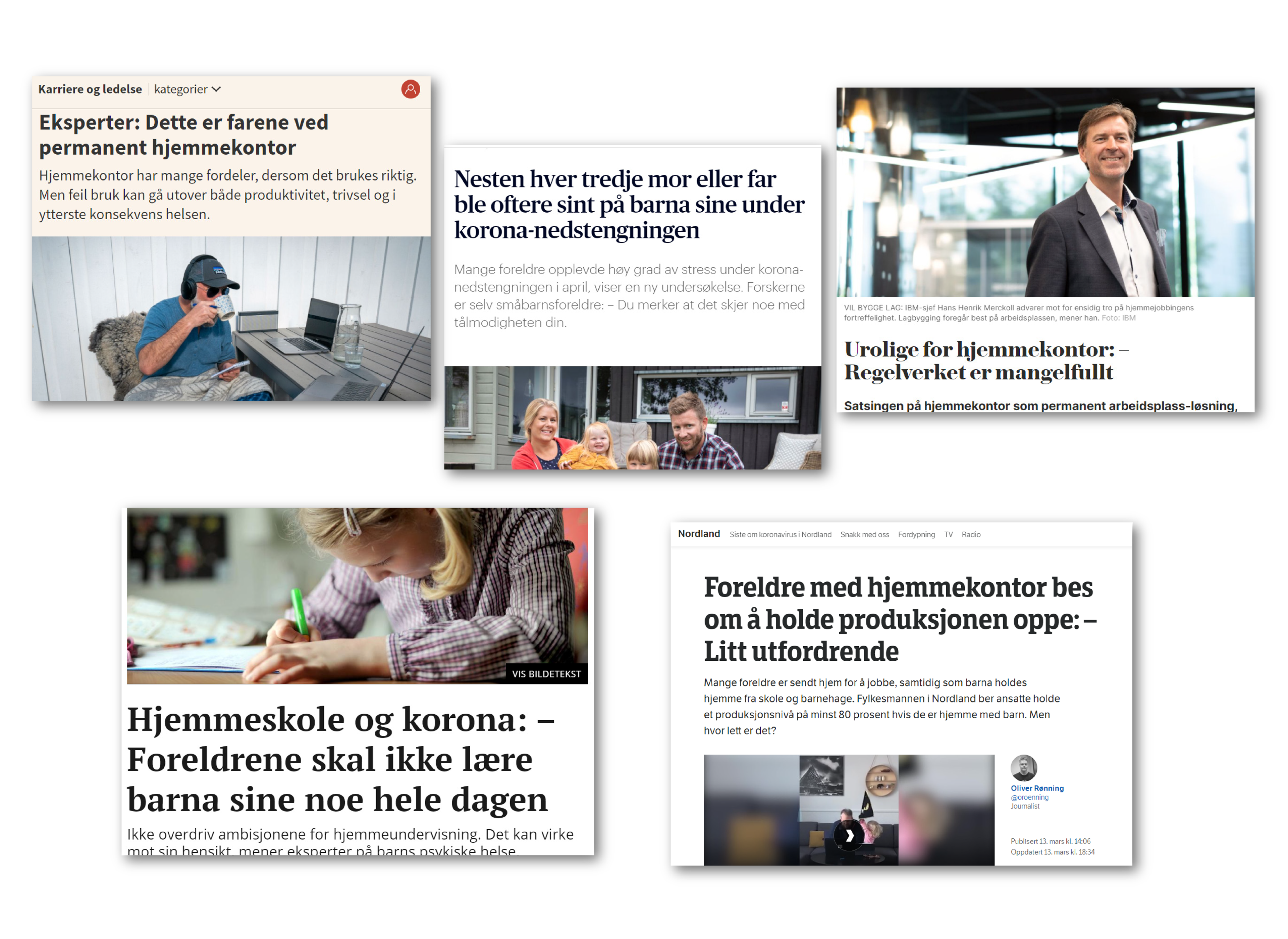 Skjermbilder av avisoppslag