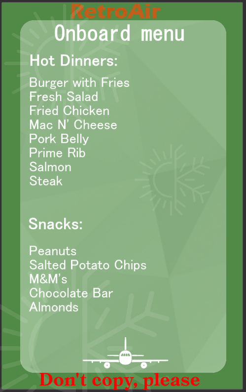 RetroAir Menu