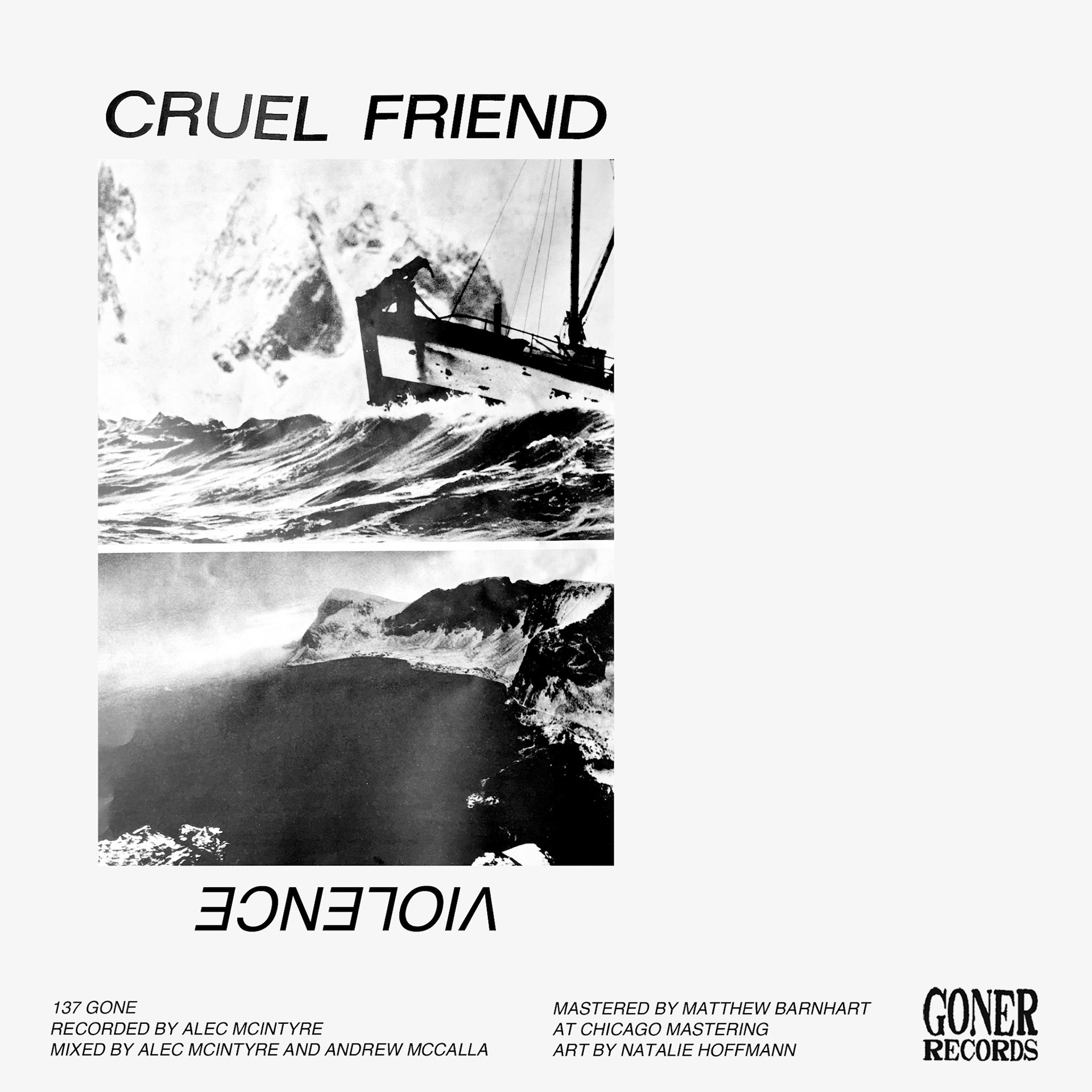 NOTS "Cruel Friend" 7" Artwork - Goner Records - Back Cover