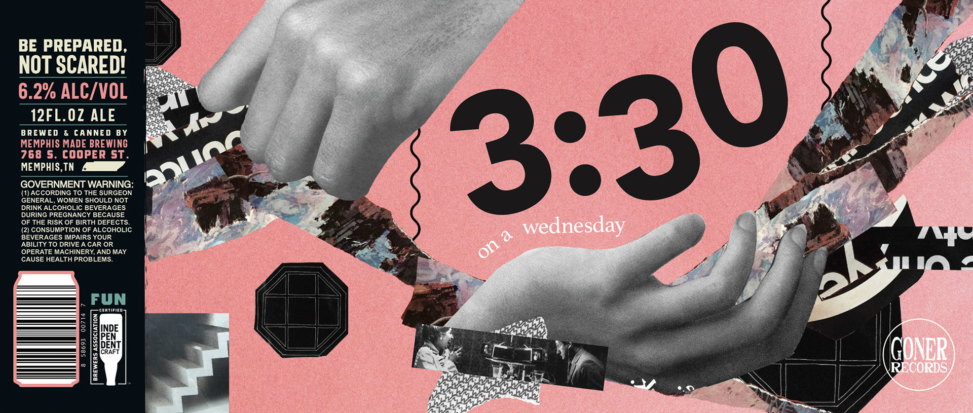 3:30 on a Wednesday Beer Label Design - Memphis Made Brewing / Goner Records