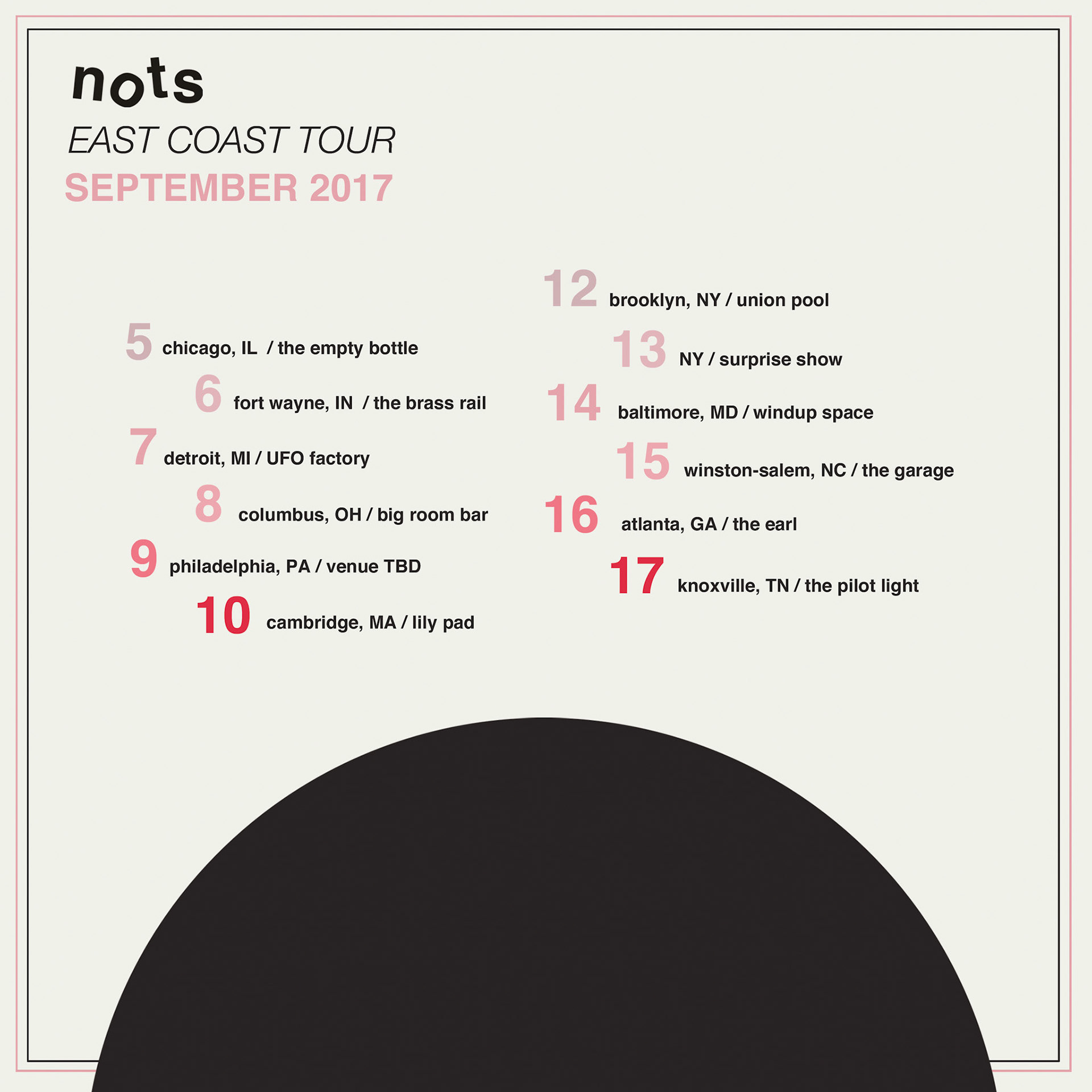 Nots - East Coast Tour - Graphic