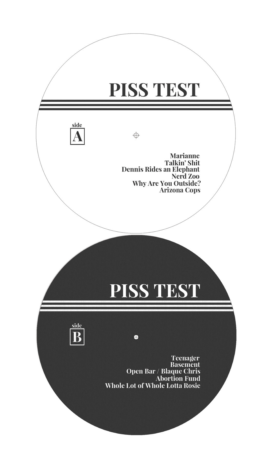 Piss Test -  Album Package Artwork - Center Labels
