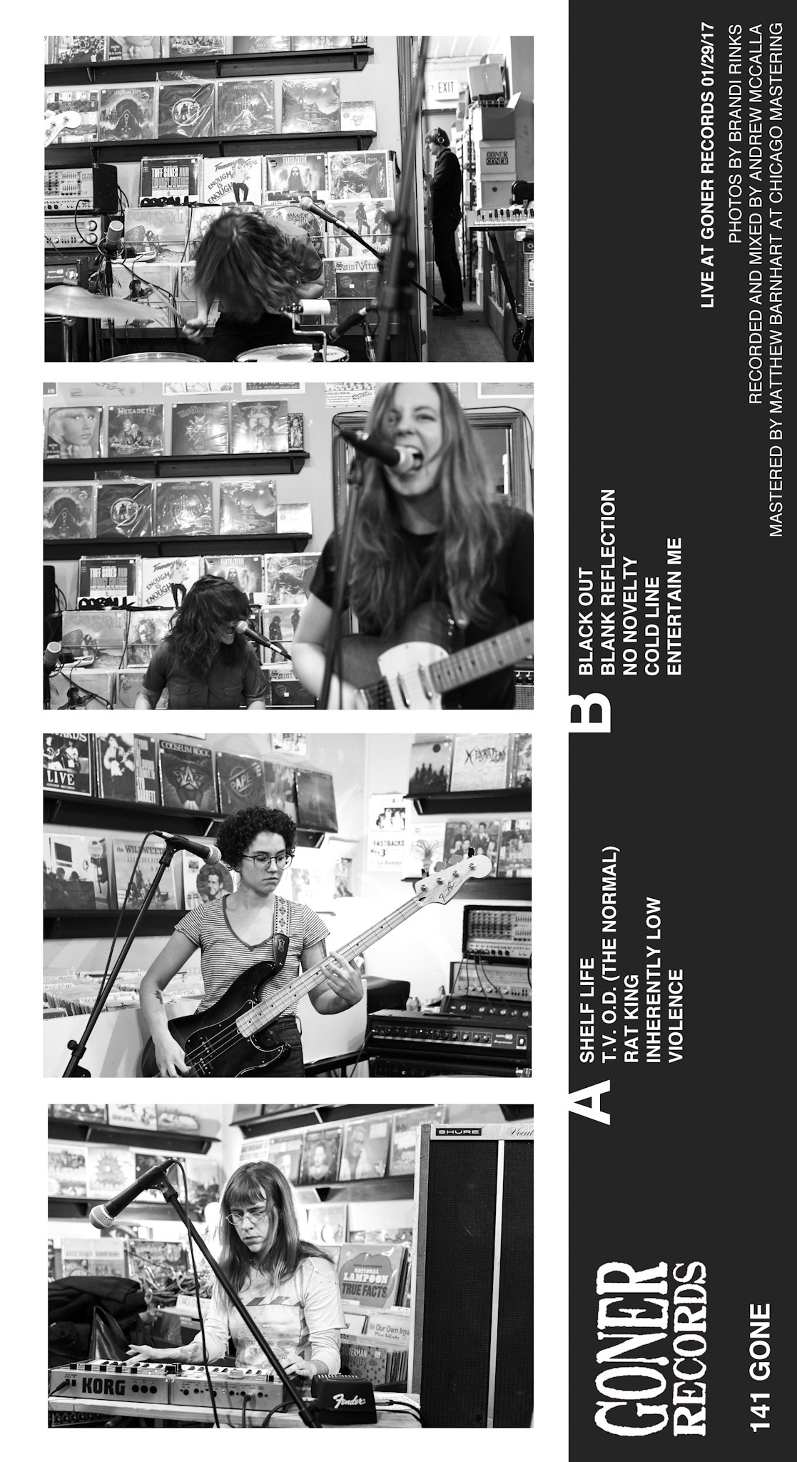 NOTS - "Live at Goner" LP Package Artwork - Back Cover -Goner Records