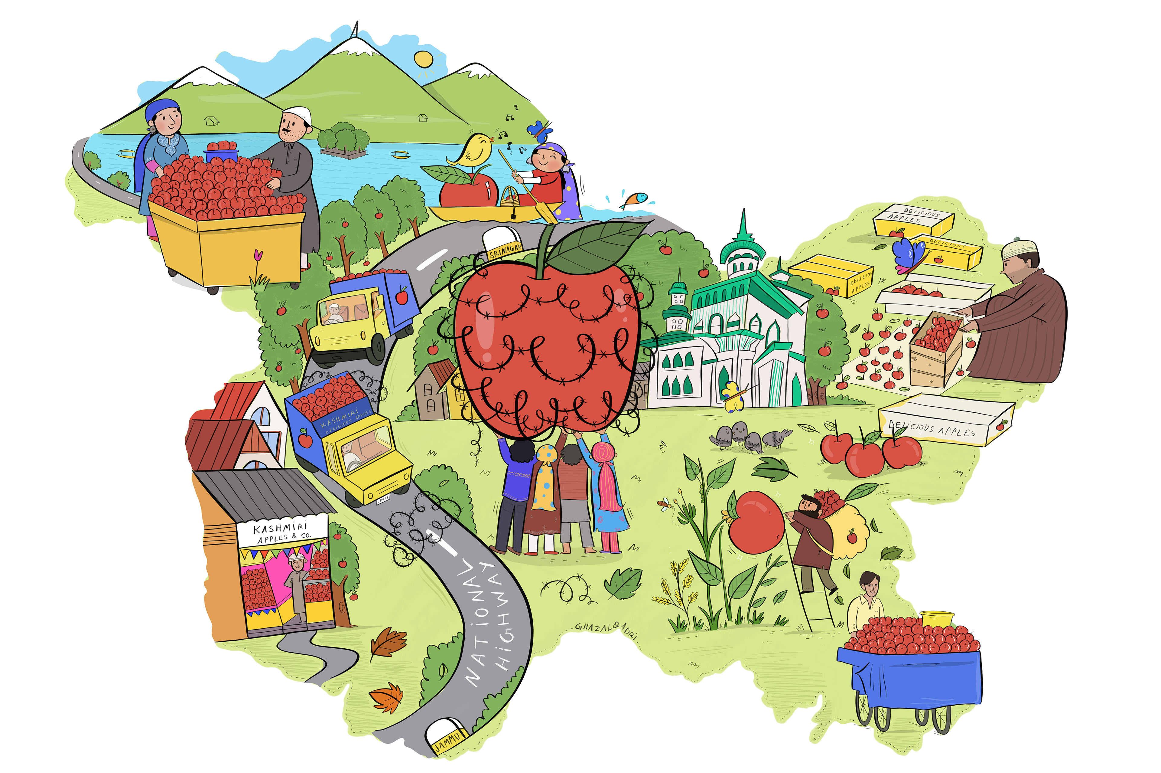 A Weapon of Resistance, Editorial Illustration, Apples and People
