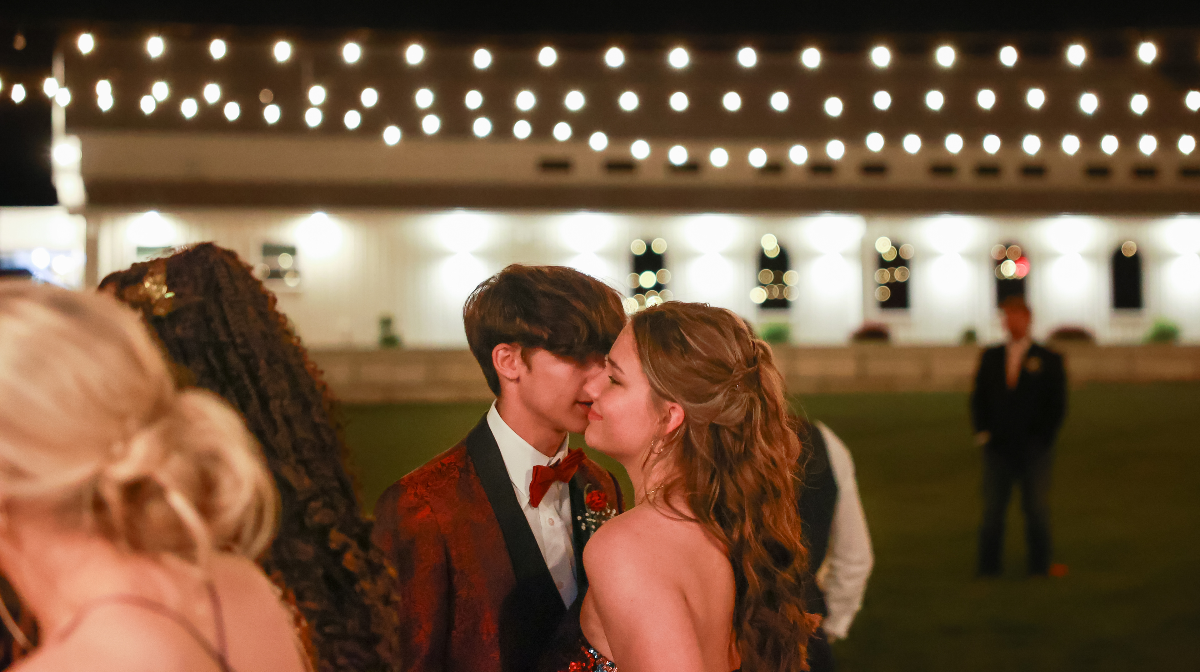 Owensville High School students Colton Skiles and Ellie Thompson embrace as prom winds down on Saturday, April 20, 2024, at Red Oak Valley, in Owensville, Mo. Prom ended when Isaac Marquez and Hannah Stoker were crowned Prom King and Prom Queen.