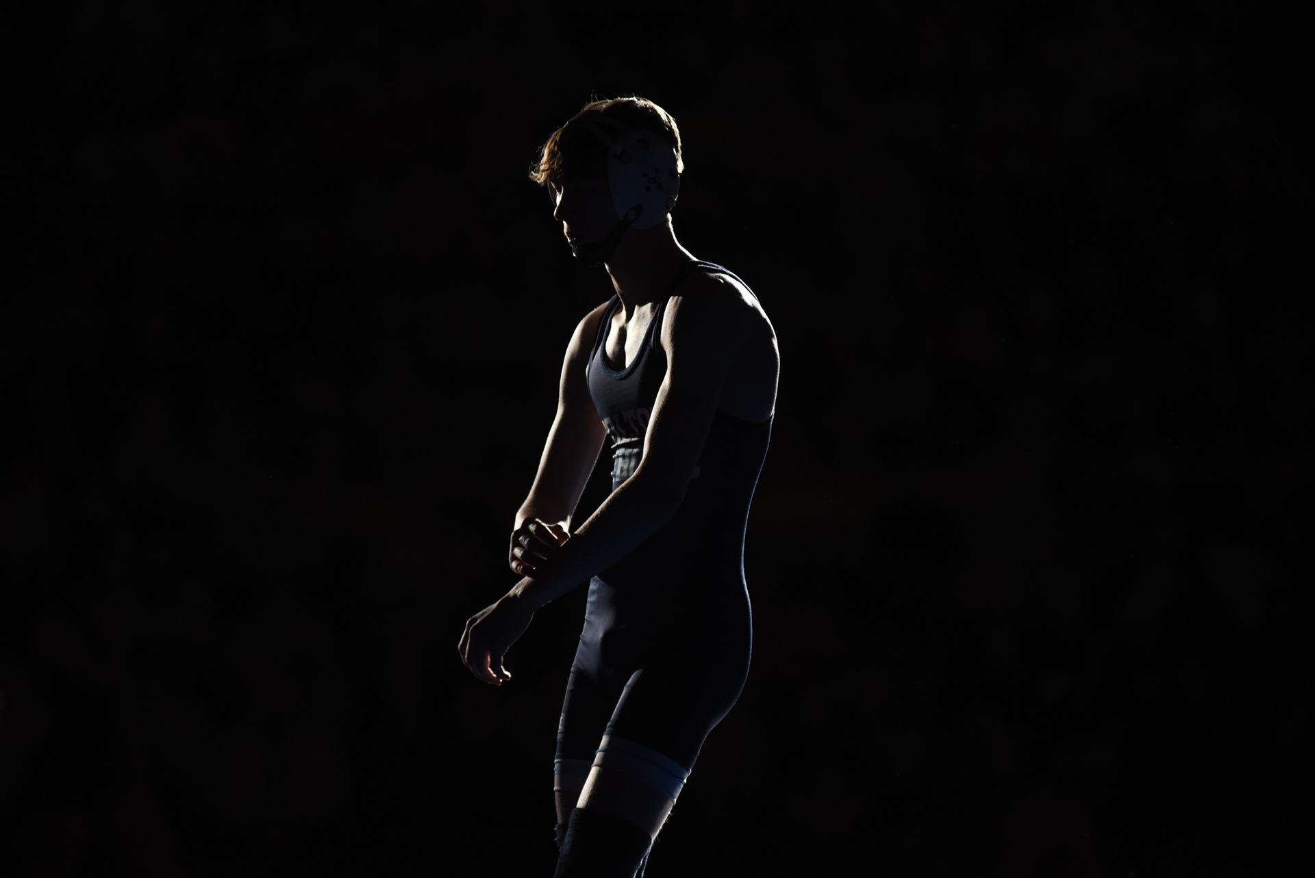 Tolton High School's Christopher Ankenman warms up before his championship match in the MSHSAA boys class 2 finals. Ankenman won his third straight championship vs Odessa's Brady Jones.