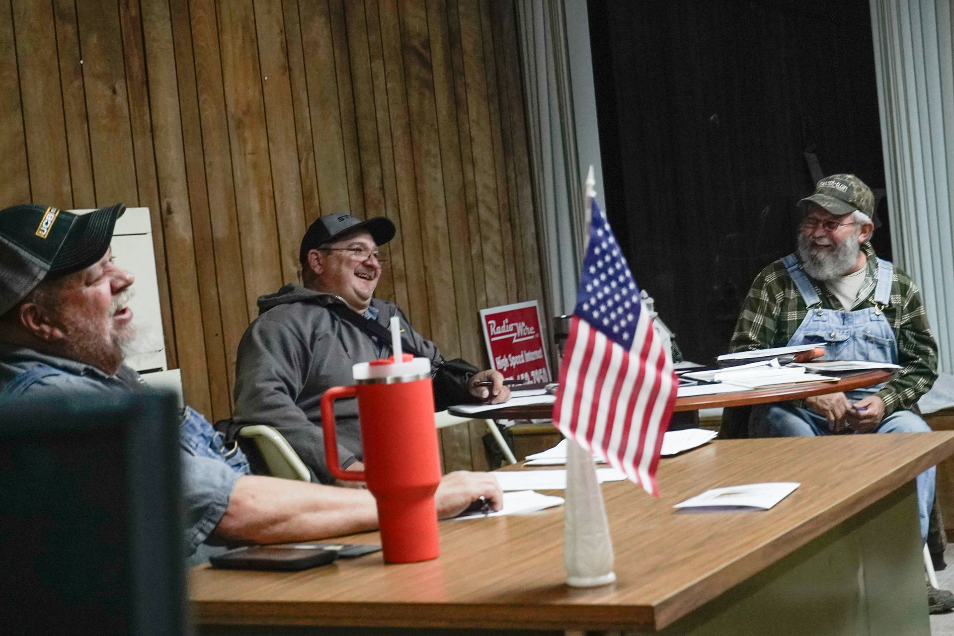 From left, Morrison Mayor Rick Penrod, Alderman Jason Koenigsfield and Alderman Tom Hernandez laugh after a joke about President Trump’s reelection during the monthly city council meeting. Despite a small population, the board functions like any other small town: they discuss finances, unpaid water bills, the upcoming Santa visit, road repairs and more. Among the most spirited of topics was the discussion of a local who suddenly lost his wife before Thanksgiving. They debated what the government can do to show their support, debating a potential precedent of planting a tree around town as part of revitalization efforts. They ultimately decided on a card, as they wanted to make sure they could keep up a fair tradition for all future deaths in the town.