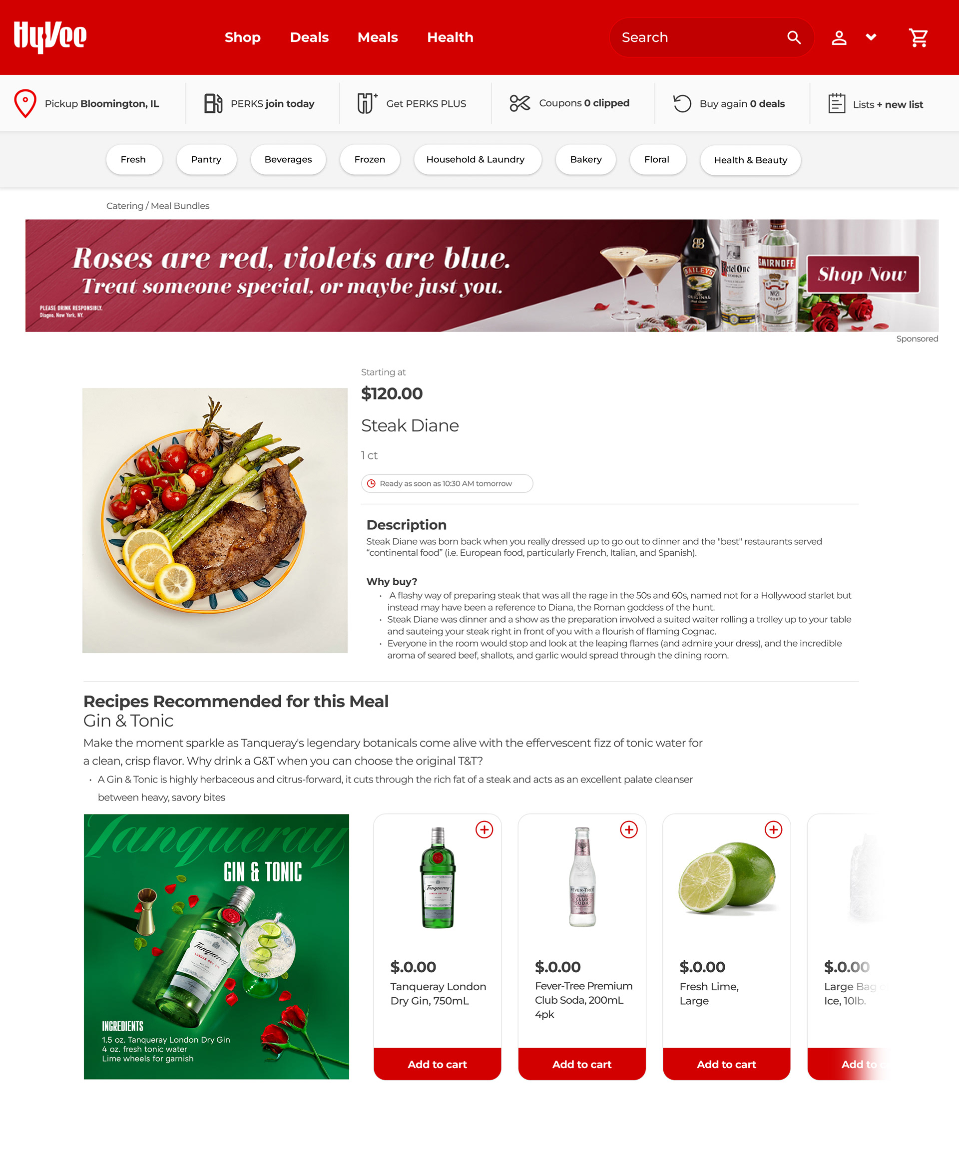 Tanqueray London Dry Gin Valentine's Day Wireframe
