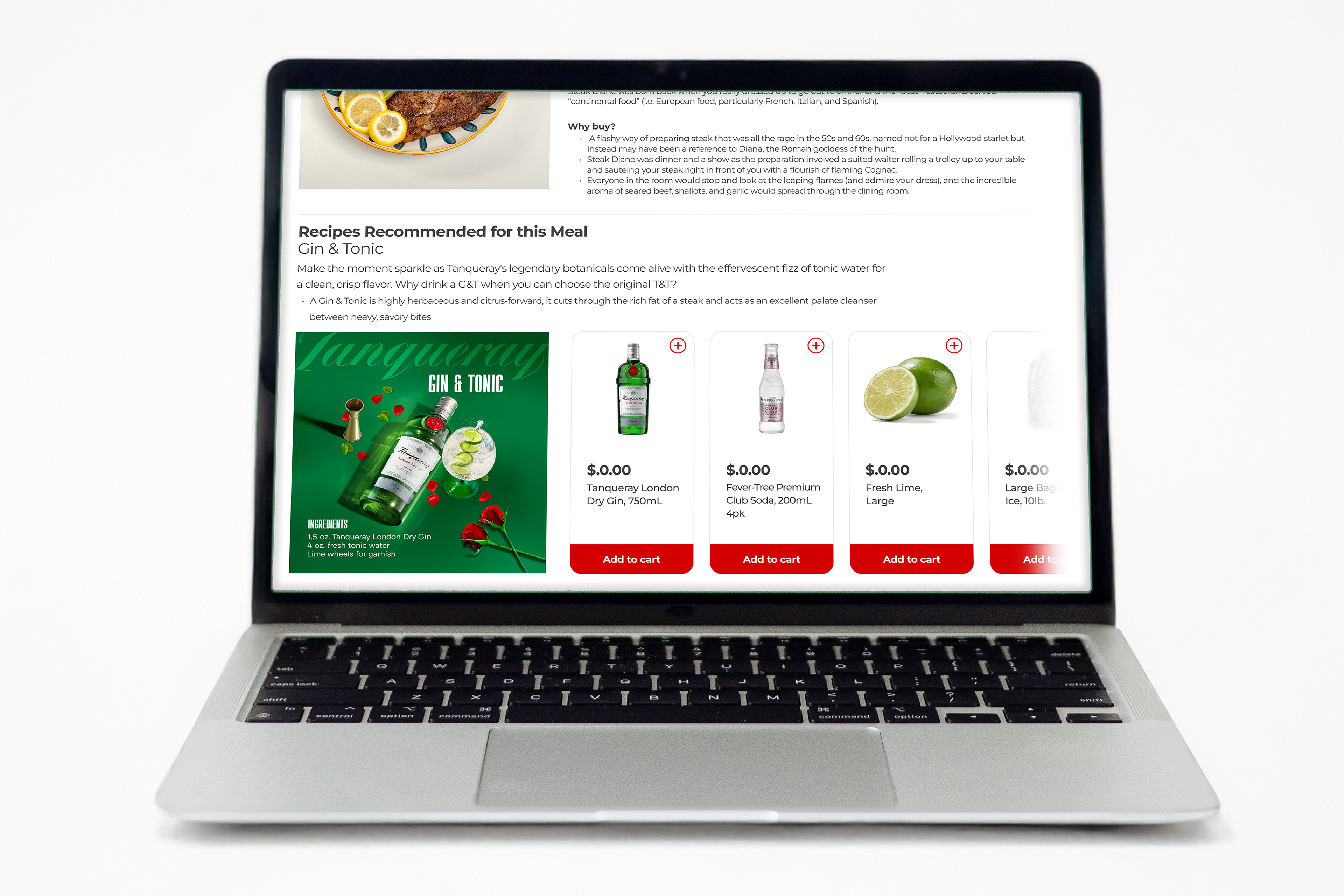 Tanqueray London Dry Gin Valentine's Day Wireframe Mockup