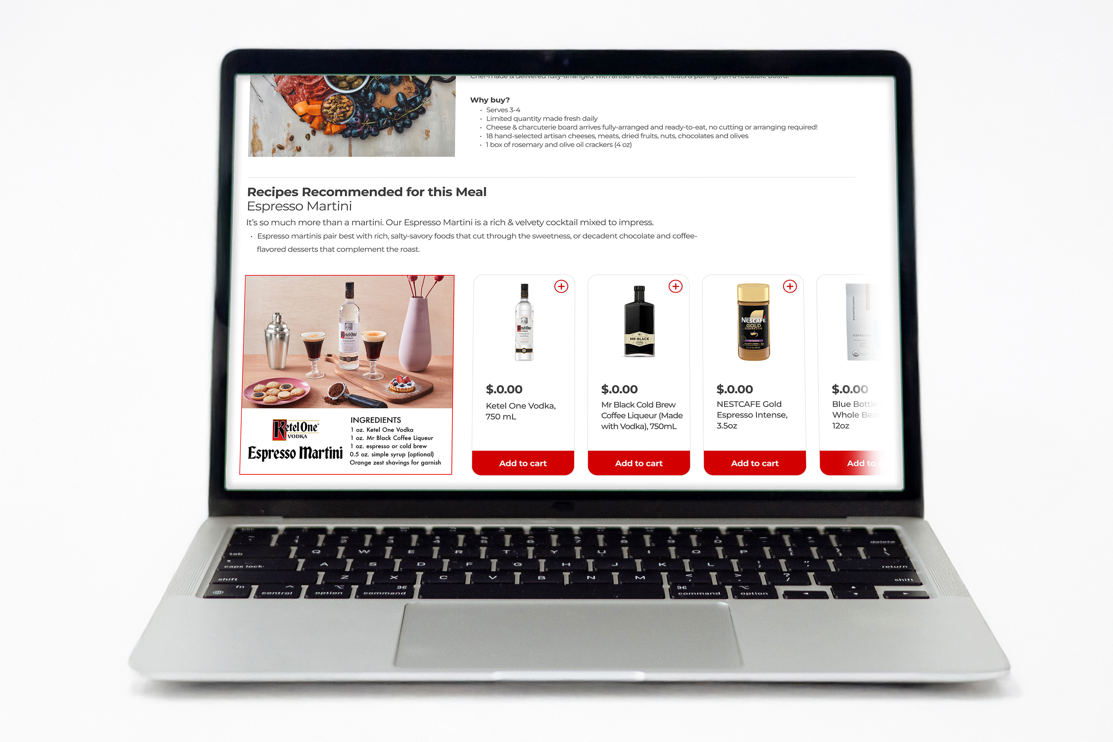 Ketel One Vodka Mother's Day Wireframe Mockup