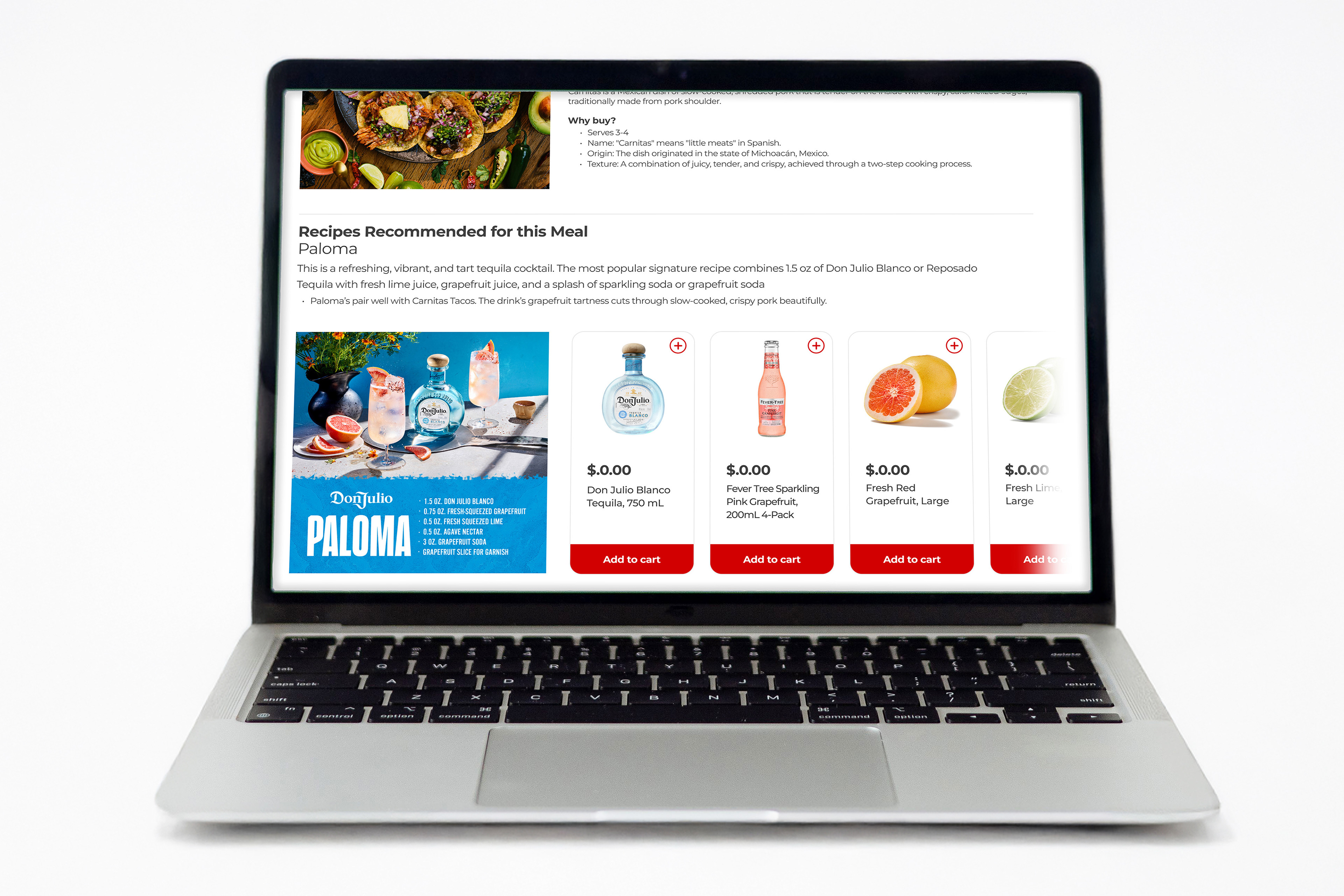 Don Julio Blanco Mother's Day Wireframe Mockup