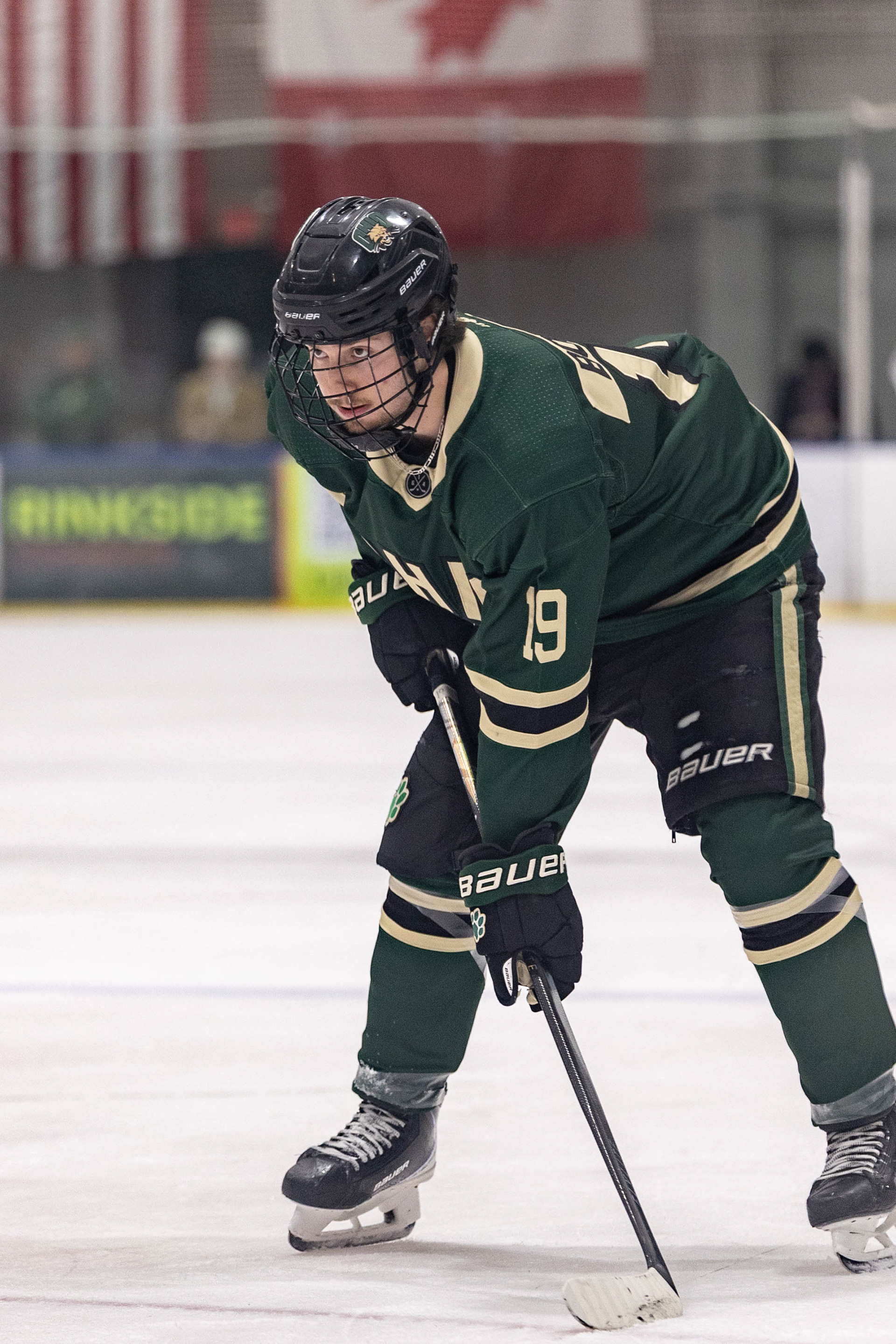 	Mathieu	Ovaert (19) waits for the puck during a face off, Bird Ice Arena, Athens, Ohio, Jan. 23, 2026. 