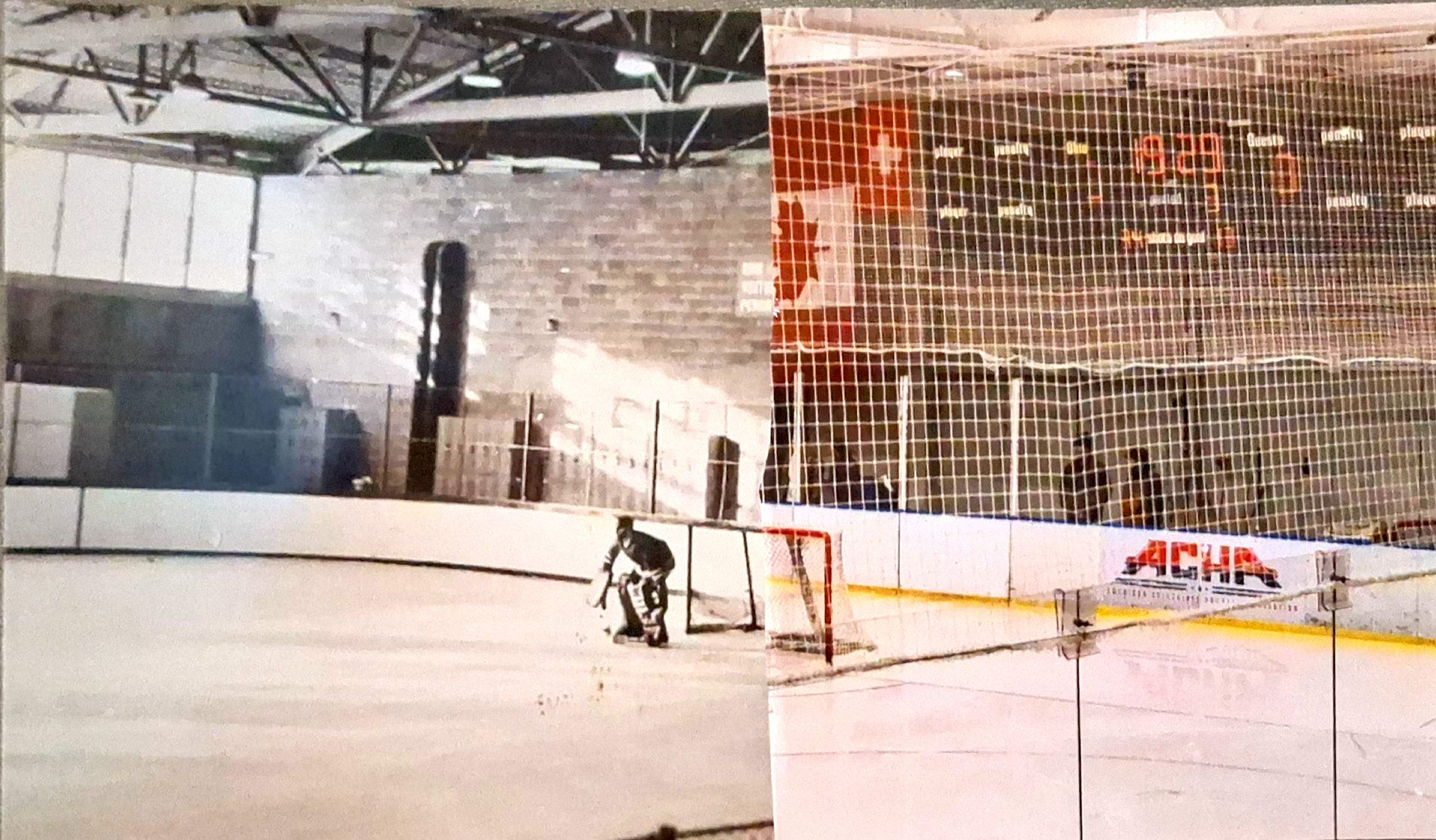 A composite image of Bird Ice Arena in the 1950's (Photo Courtesy: Ohio University Archives) and 2026