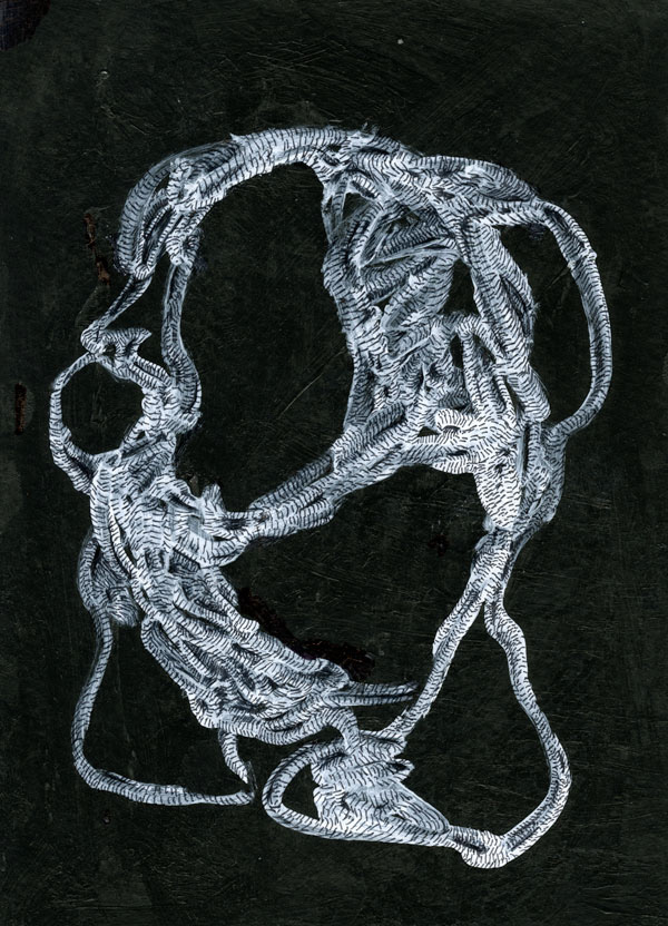 “NEGATIVE POEMS”(2012) 7IN X 10IN EACH PAINT,WHITEOUT,MARKERS