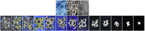 “UNTITLED” (METAMORPHOSIS) (2011) 13FT X 3FT ACRYLIC ON WOOD