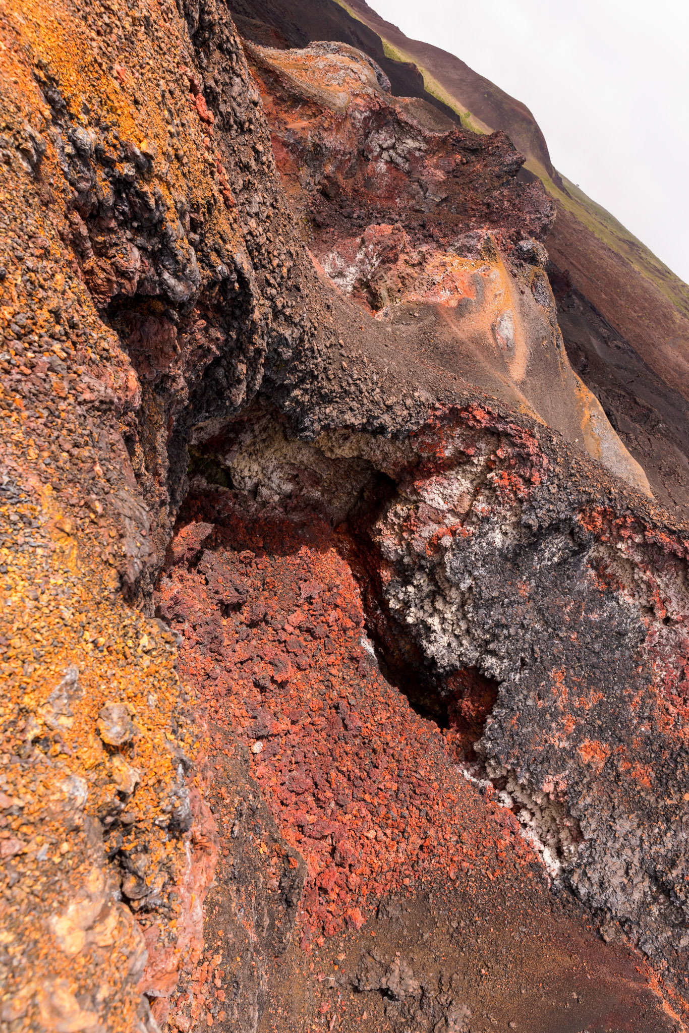 Lava fields (white is sulphur, red is iron)