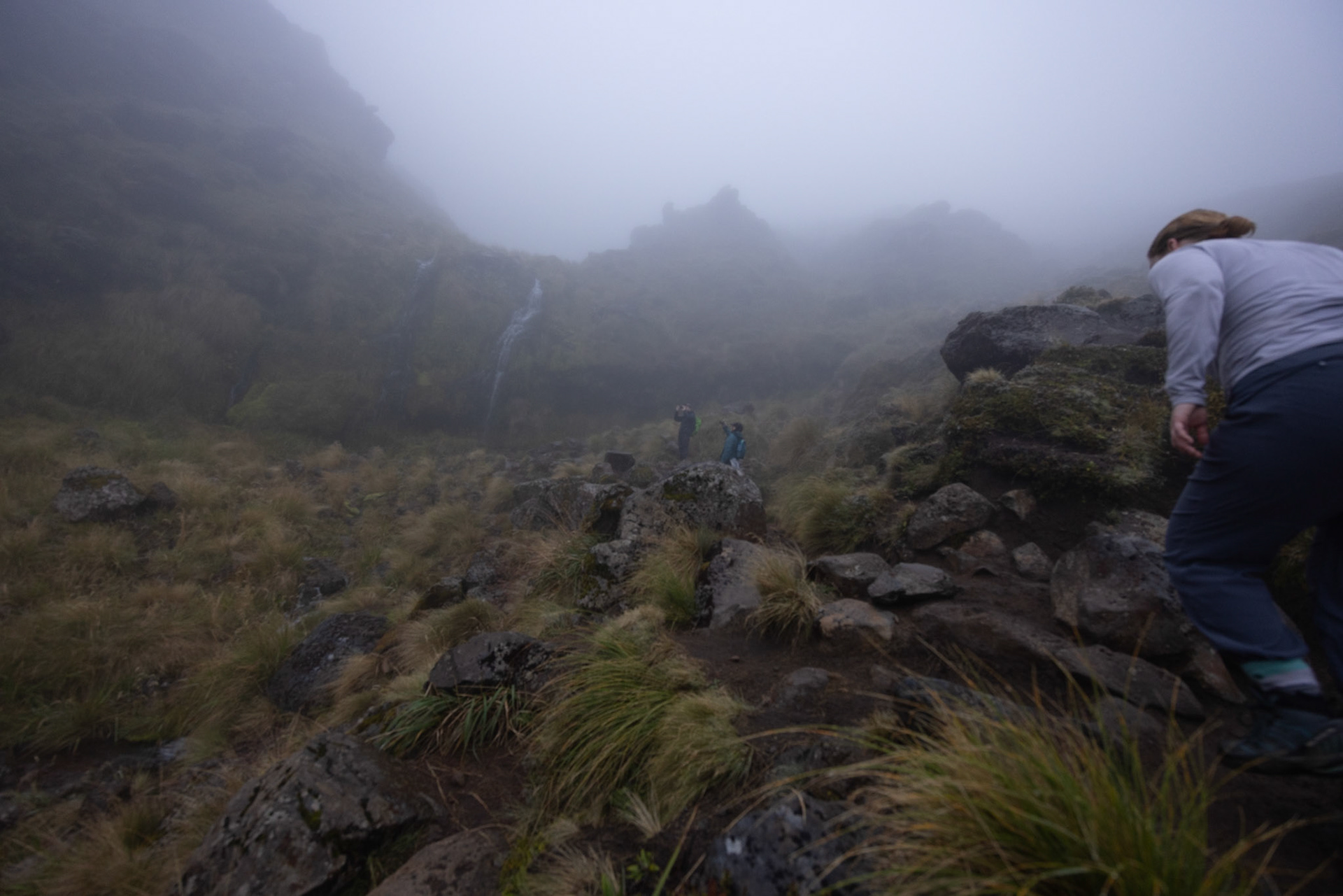 A foggy, rainy start to our Tongariro Alpine Crossing trek