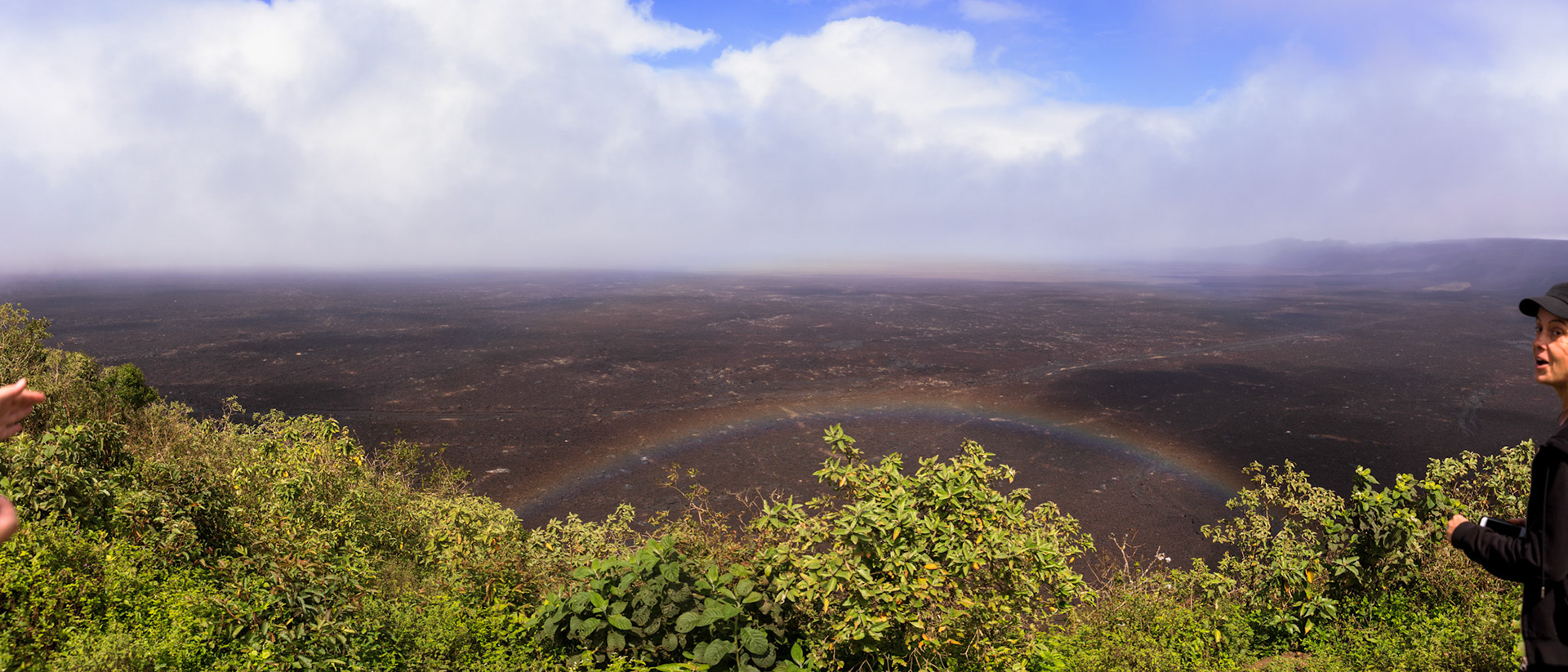 Rainbow visible in the caldera