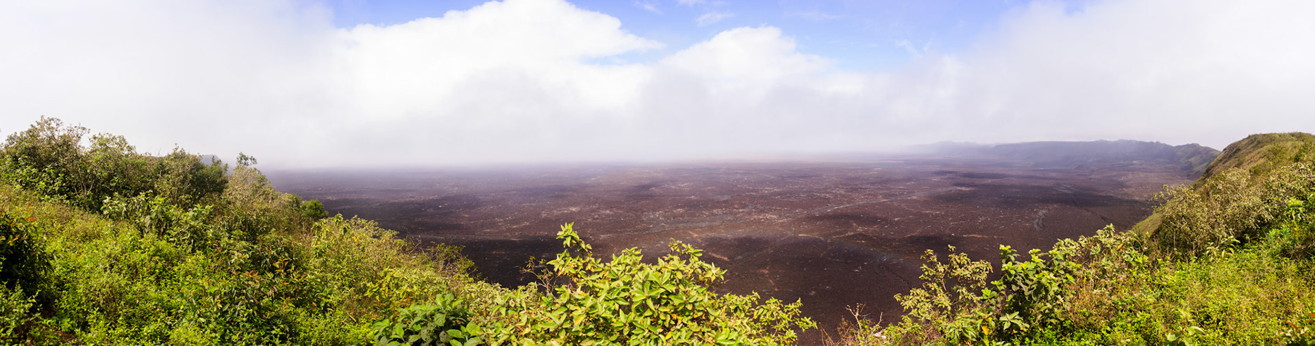 Rainbow visible in the caldera