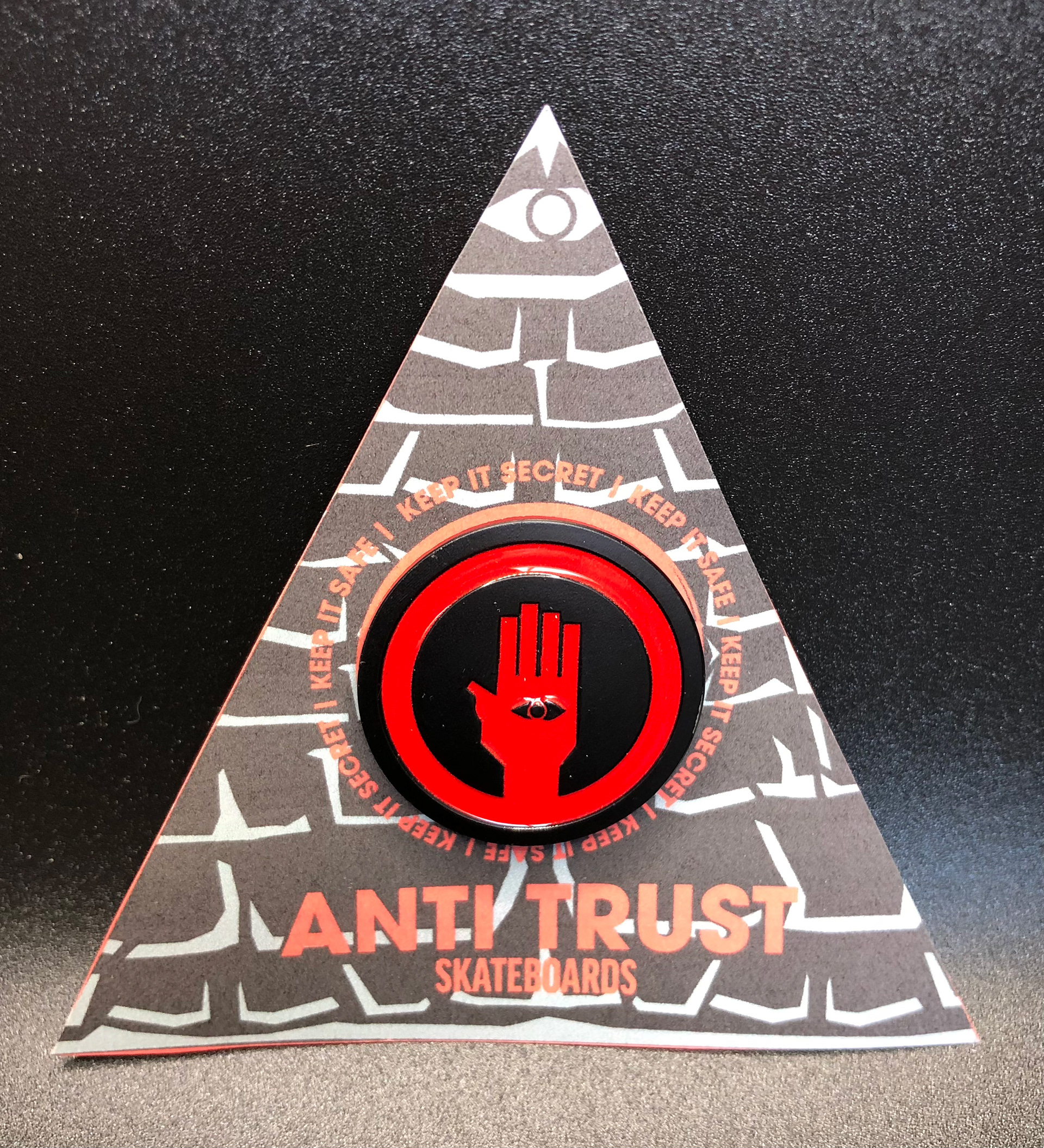 Anti Trust Enamel Pin and Backer Card