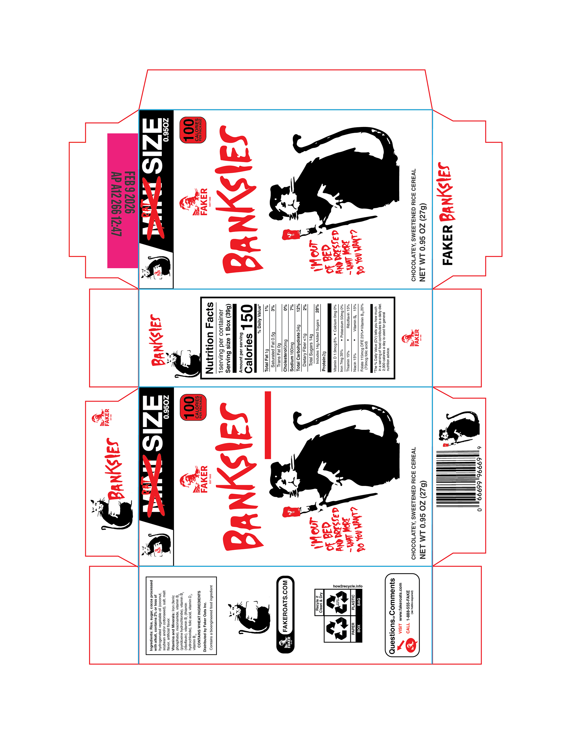 Faker Oats Banksies Cereal Box Flat