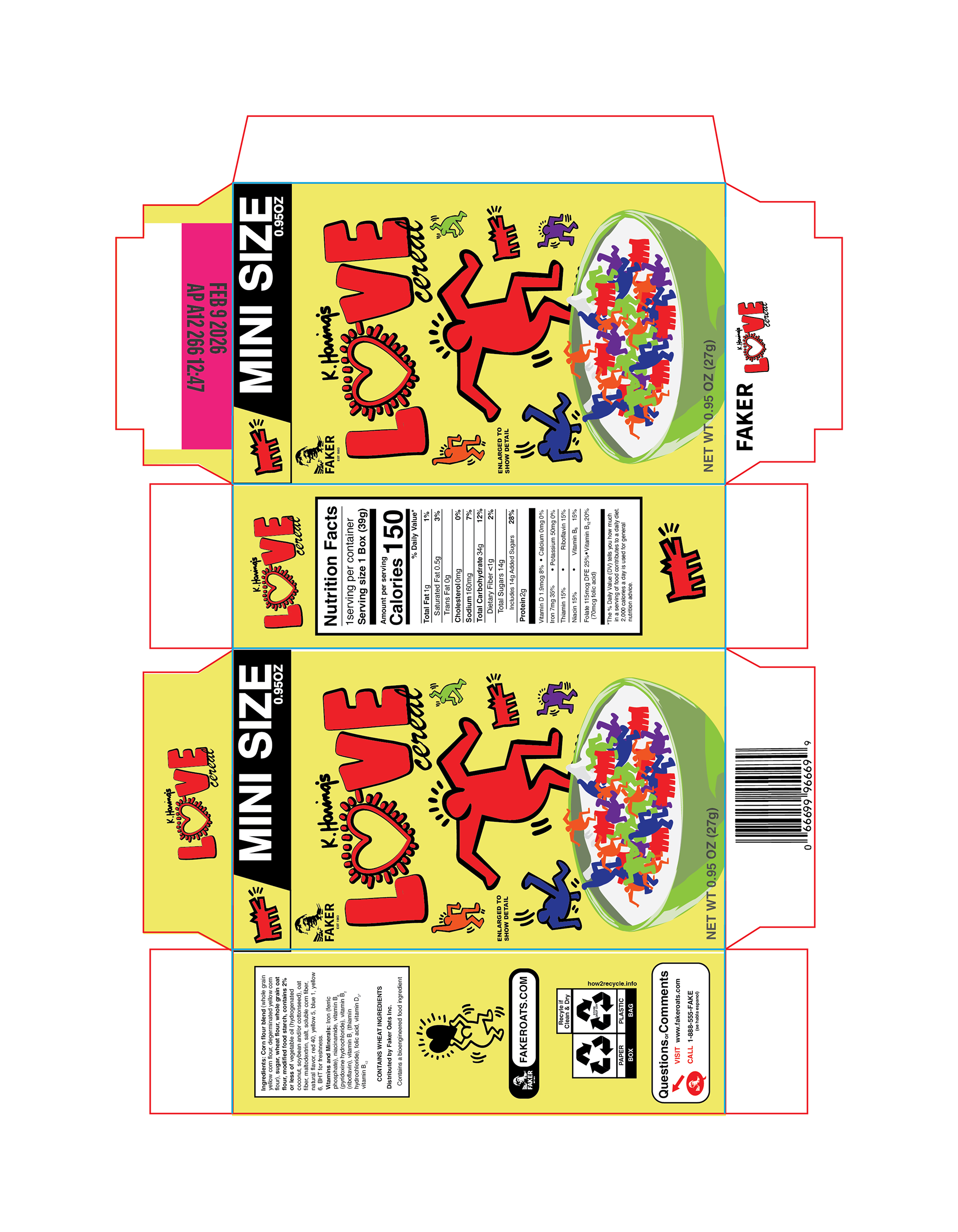 Faker Oats Love Cereal Box Flat